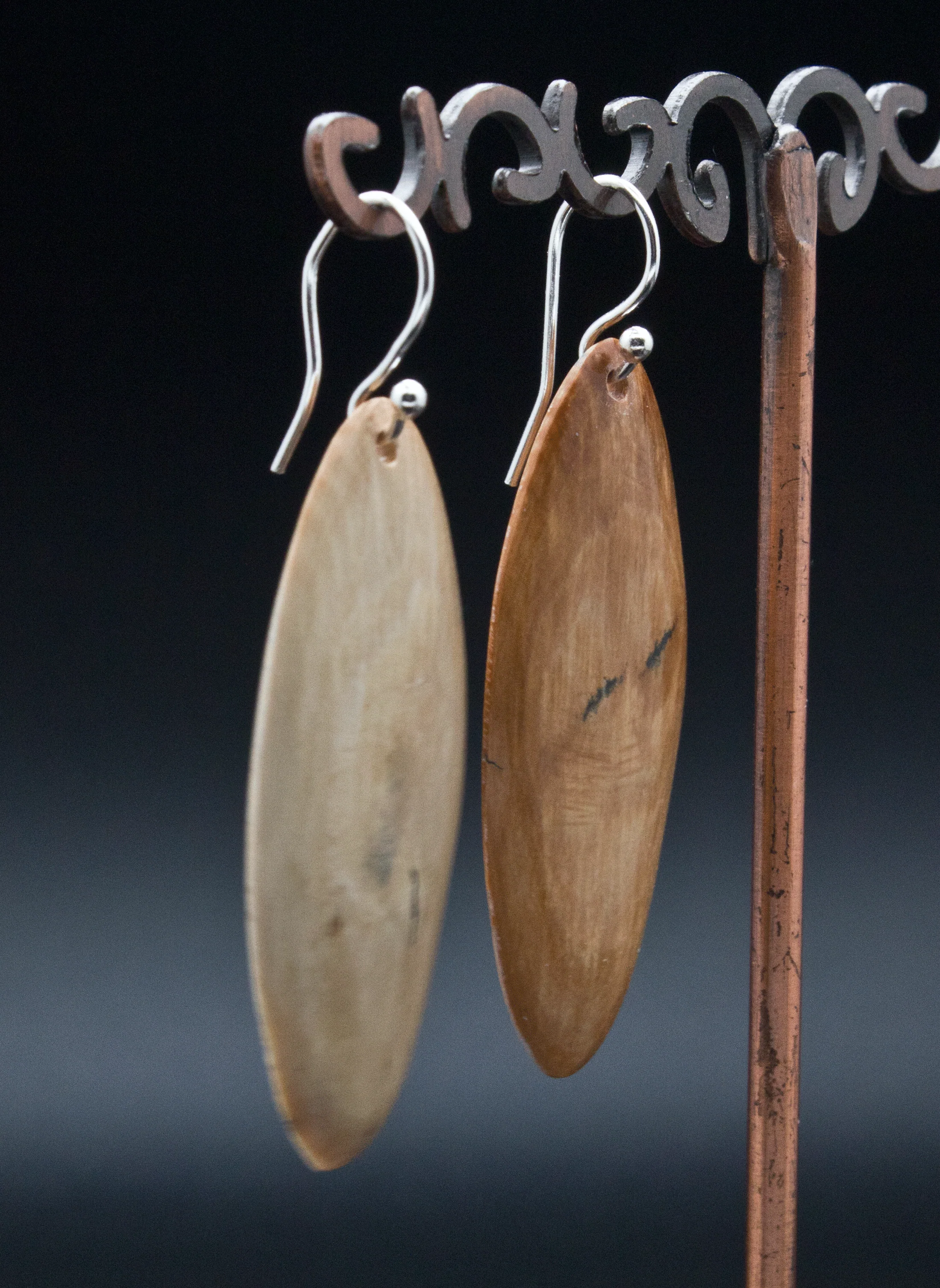 Sterling Silver Fossilized Mammoth Ivory Earrings - Image 2