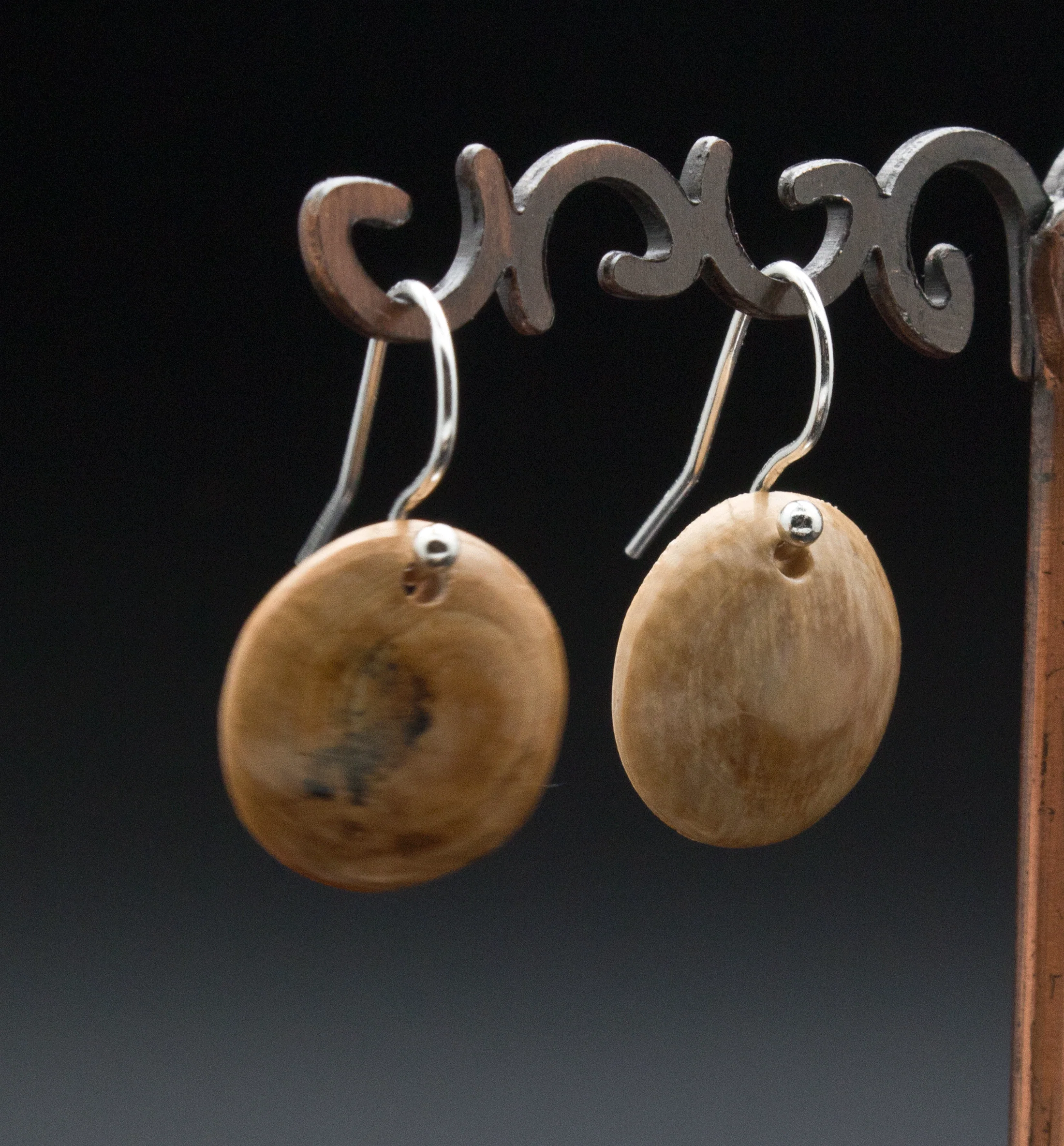 Sterling Silver Fossilized Mammoth Ivory Earrings - Image 2