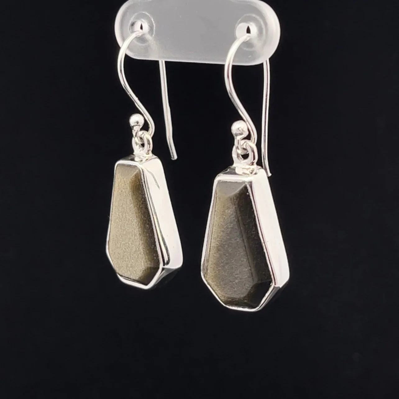 Sterling Silver Gold Obsidian Earrings - Image 3