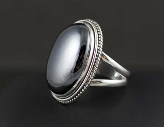 Sterling Silver Hematite Ring Size 7 - Image 2