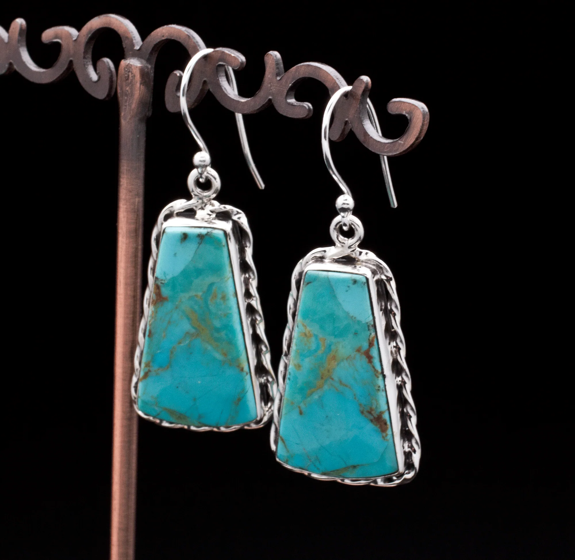 Sterling Silver Kingman Turquoise Earrings - Image 2