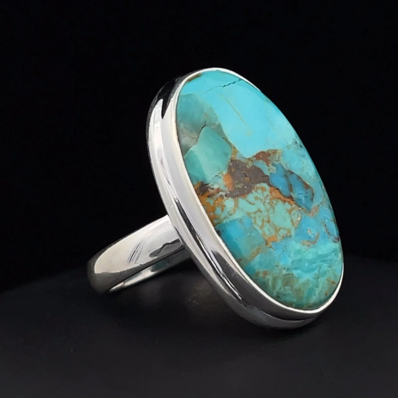 Sterling Silver Kingman Turquoise Ring Size 7 - Image 2