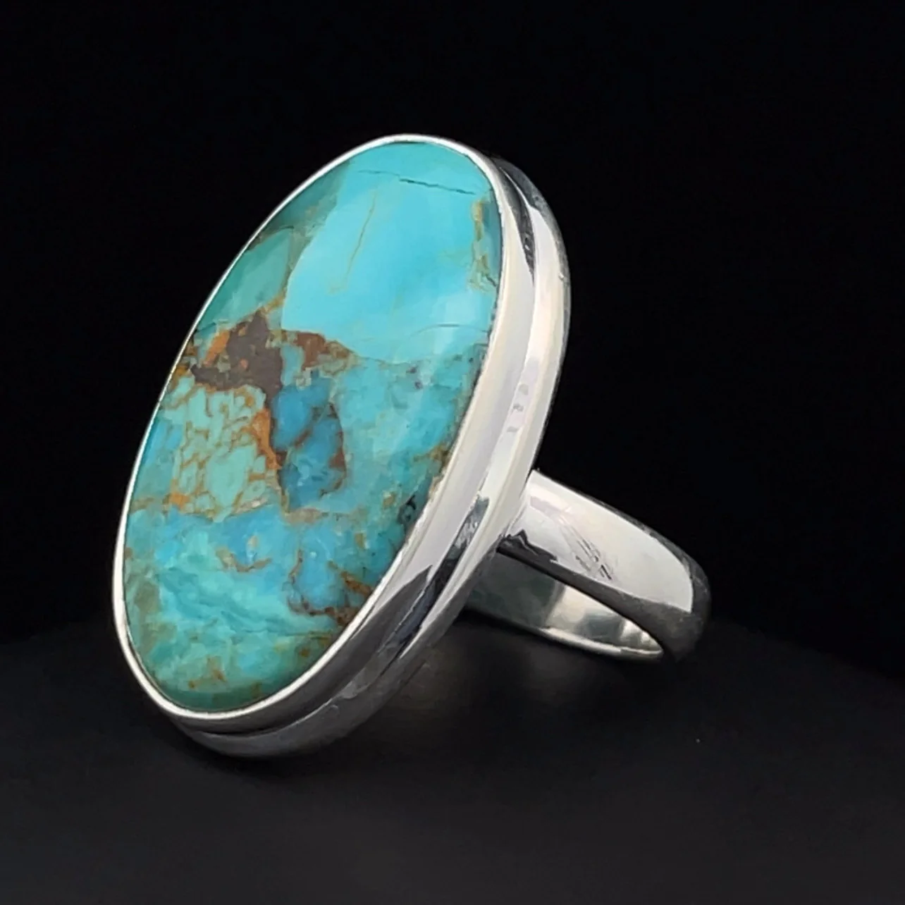 Sterling Silver Kingman Turquoise Ring Size 7 - Image 3