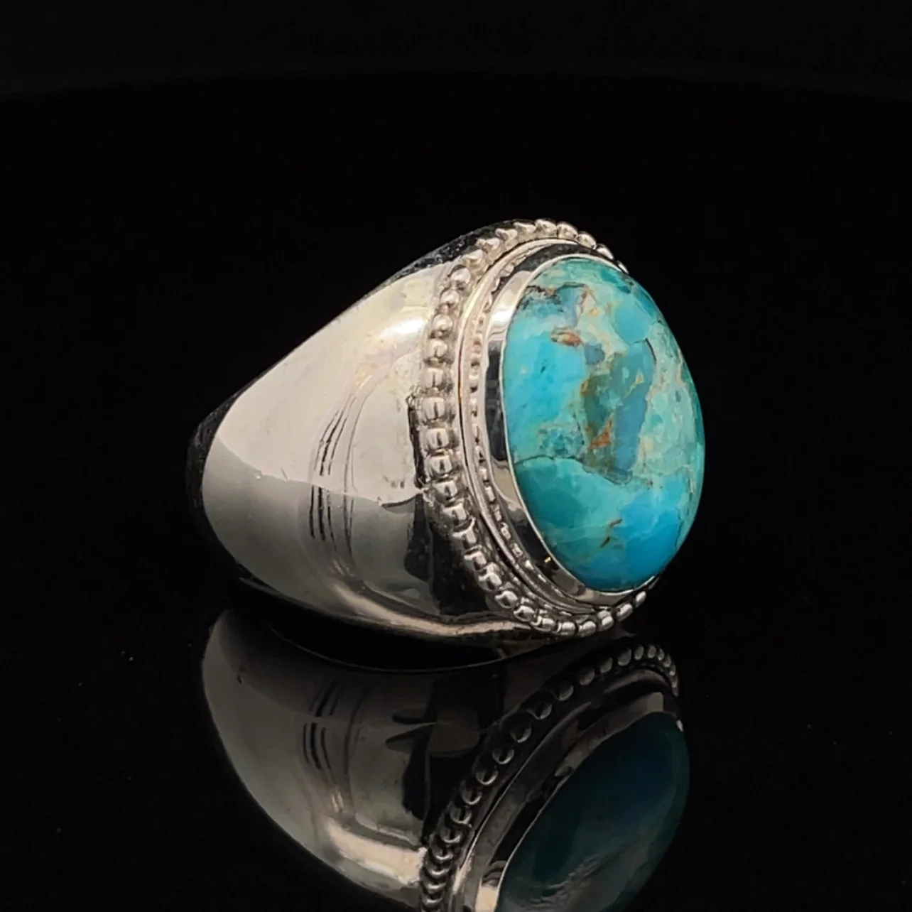 Sterling Silver Kingman Turquoise Ring Size 10 - Image 2