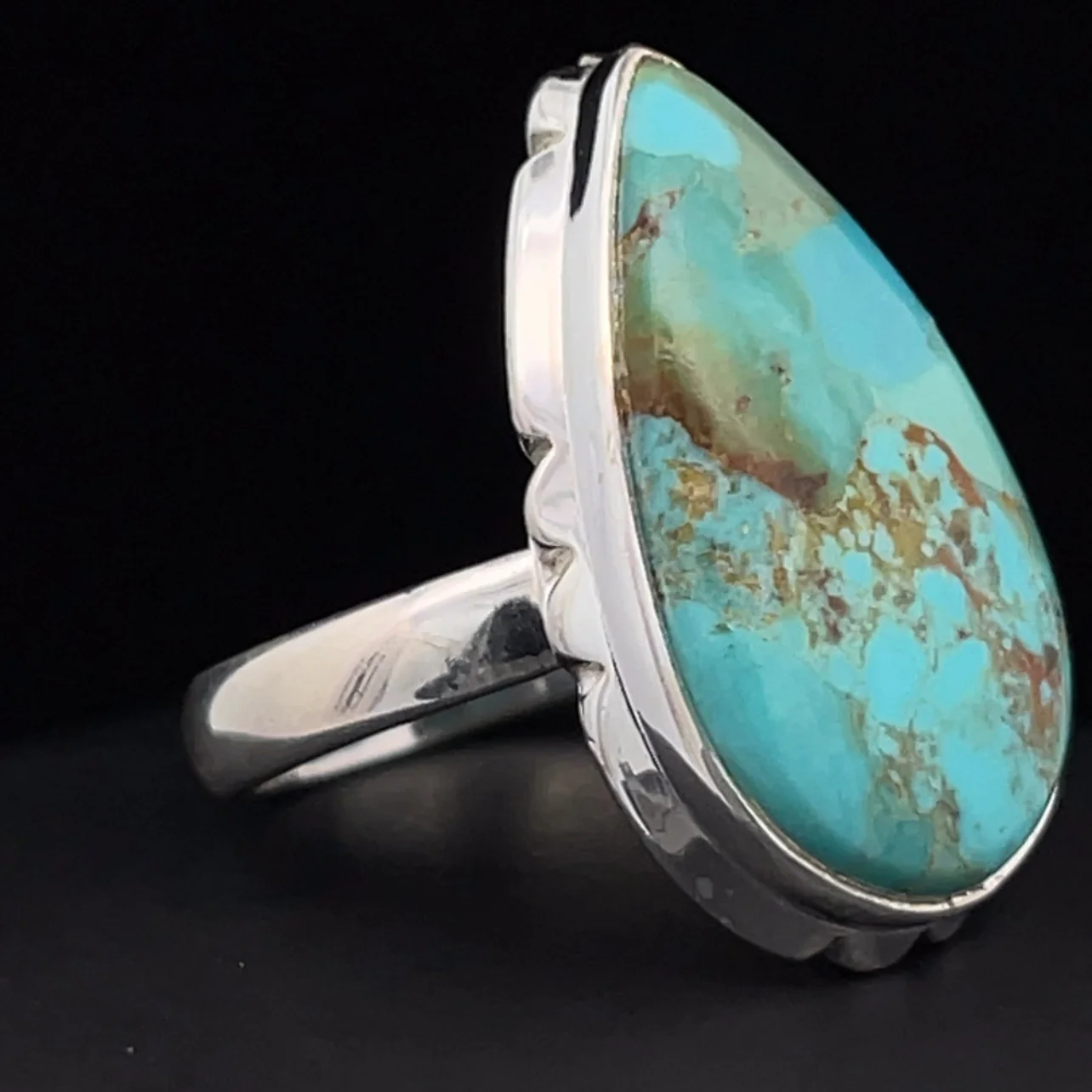 Sterling Silver Kingman Turquoise Ring Size 7 - Image 2