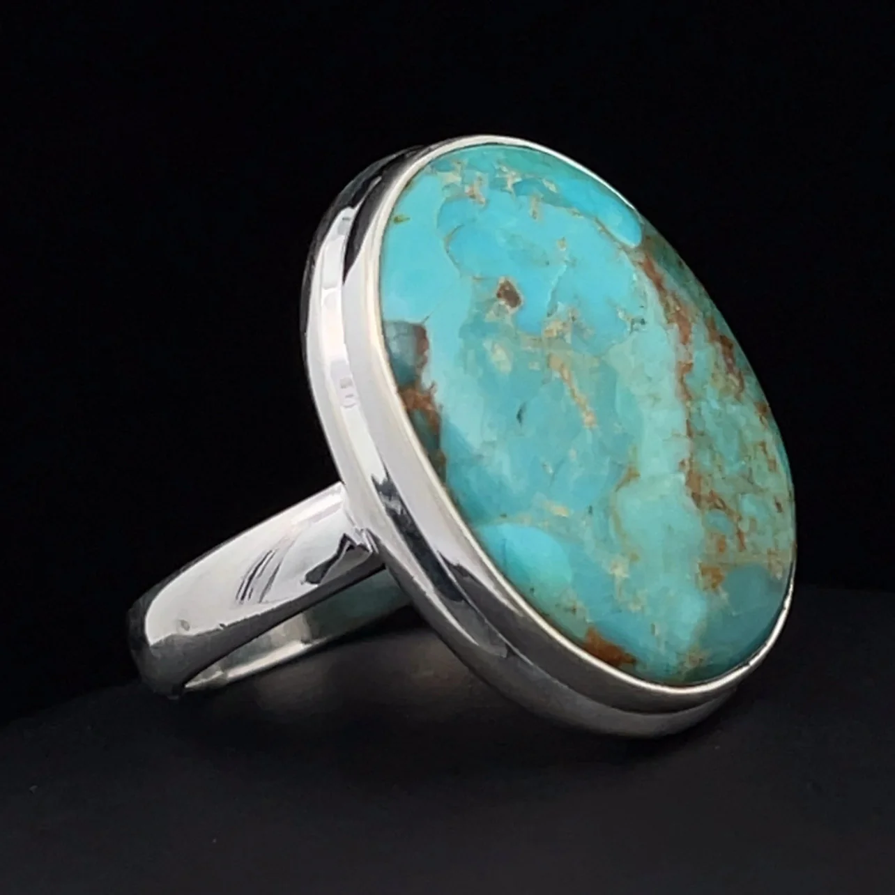 Sterling Silver Kingman Turquoise Ring Size 7 - Image 2