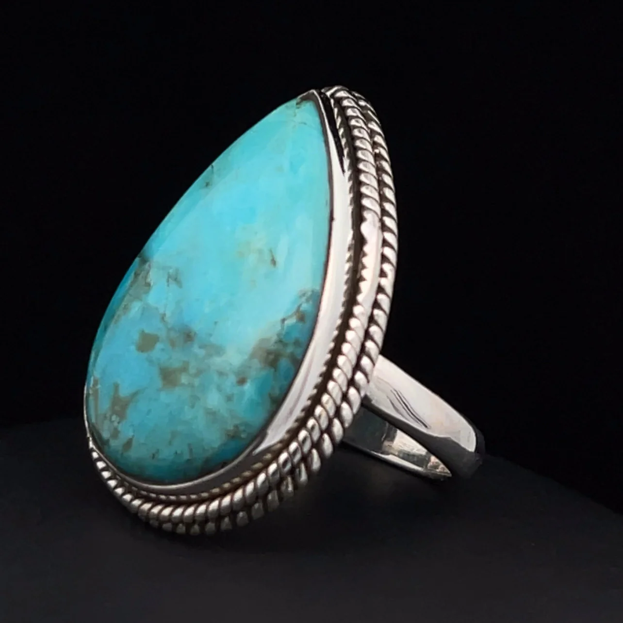 Sterling Silver Kingman Turquoise Ring Size 7 - Image 3