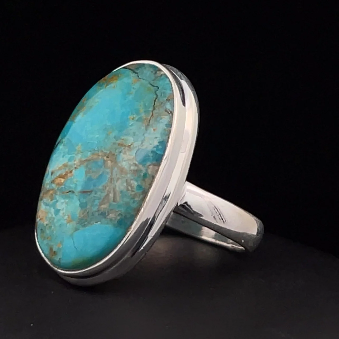 Sterling Silver Kingman Turquoise Ring Size 7 - Image 3
