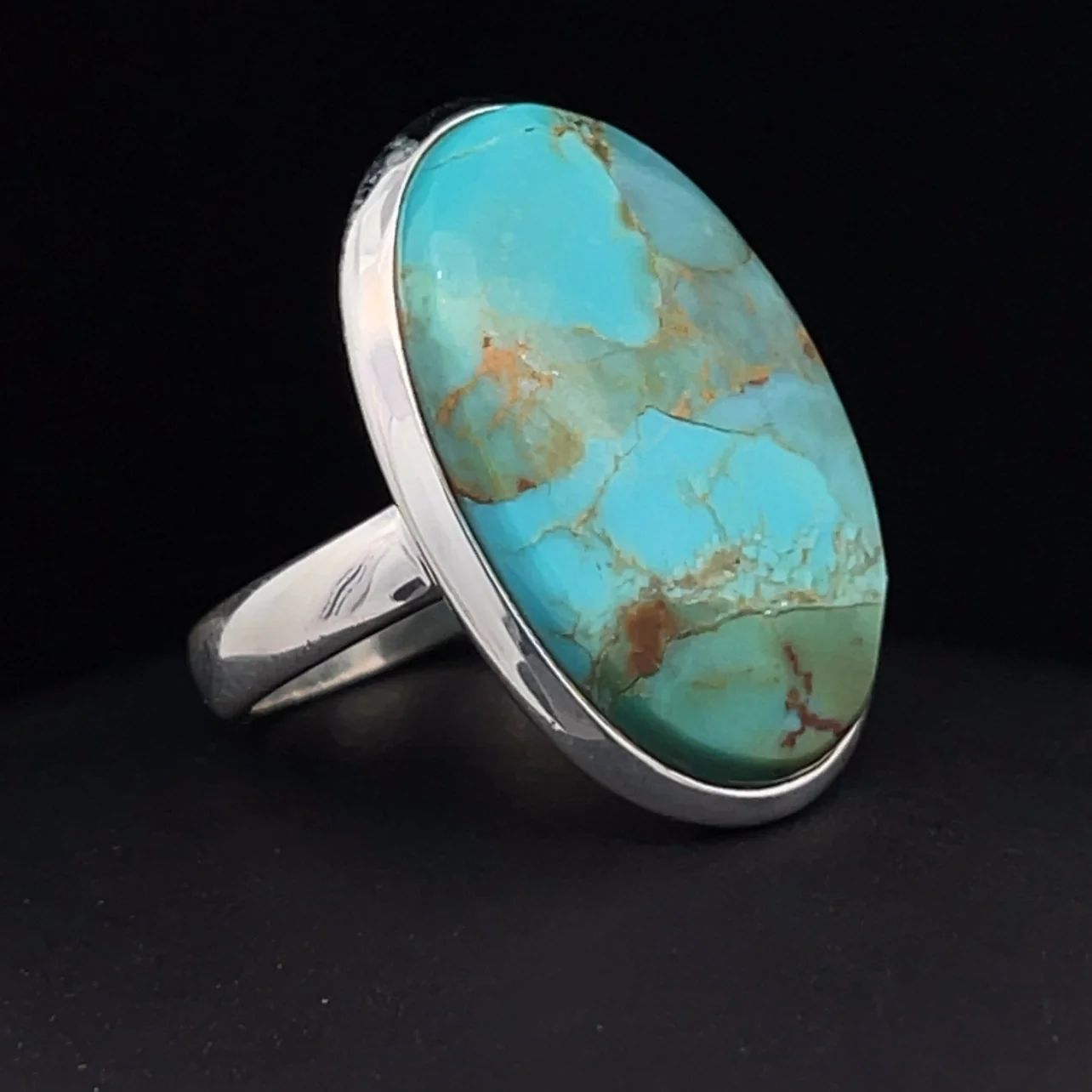 Sterling Silver Kingman Turquoise Ring Size 7 - Image 2