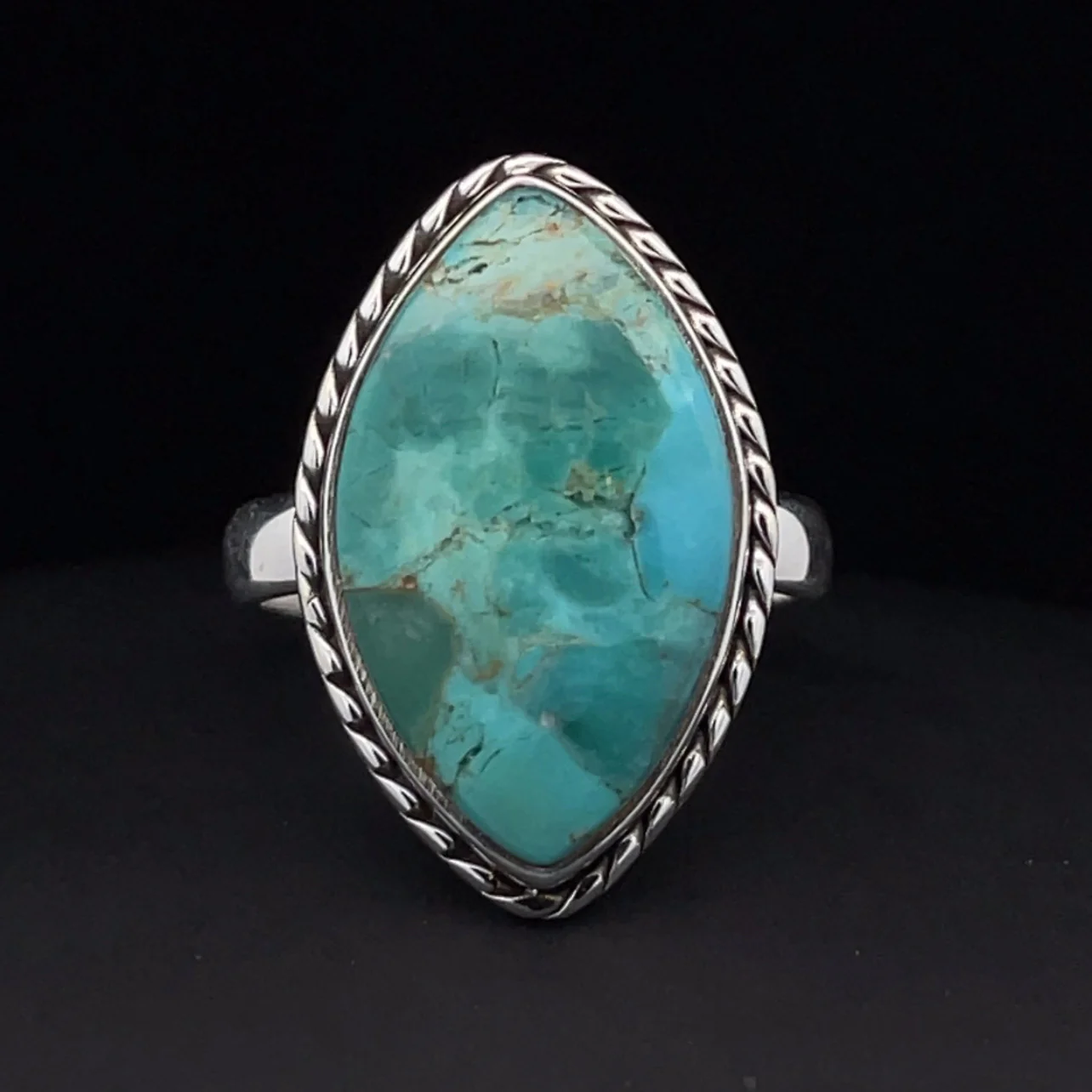 Sterling Silver Kingman Turquoise Ring Size 8