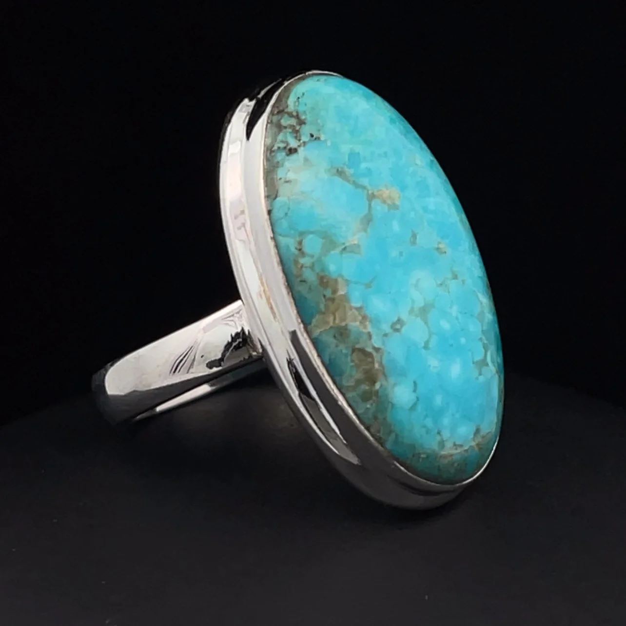 Sterling Silver Kingman Turquoise Ring Size 8 - Image 2