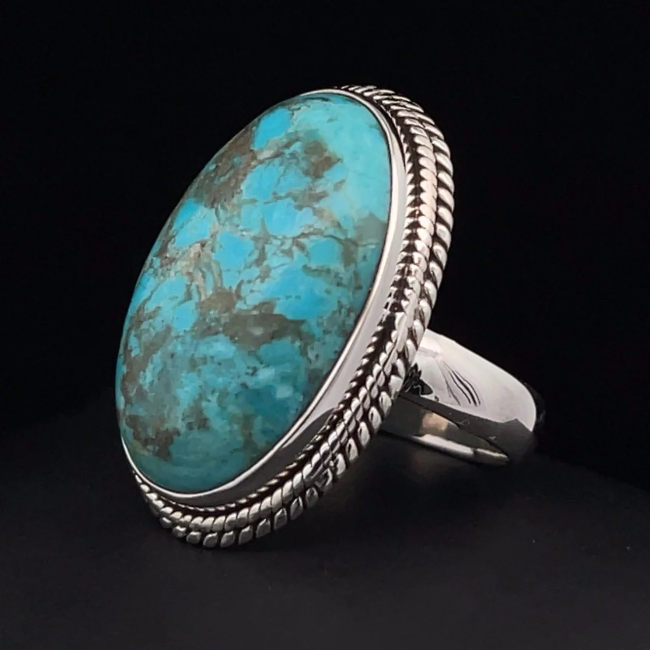 Sterling Silver Kingman Turquoise Ring Size 8 - Image 3