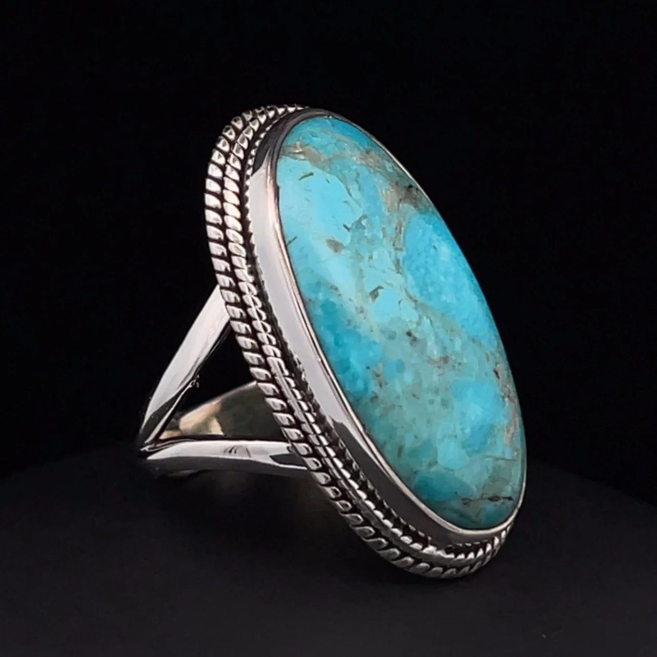 Sterling Silver Kingman Turquoise Ring Size 5 - Image 2