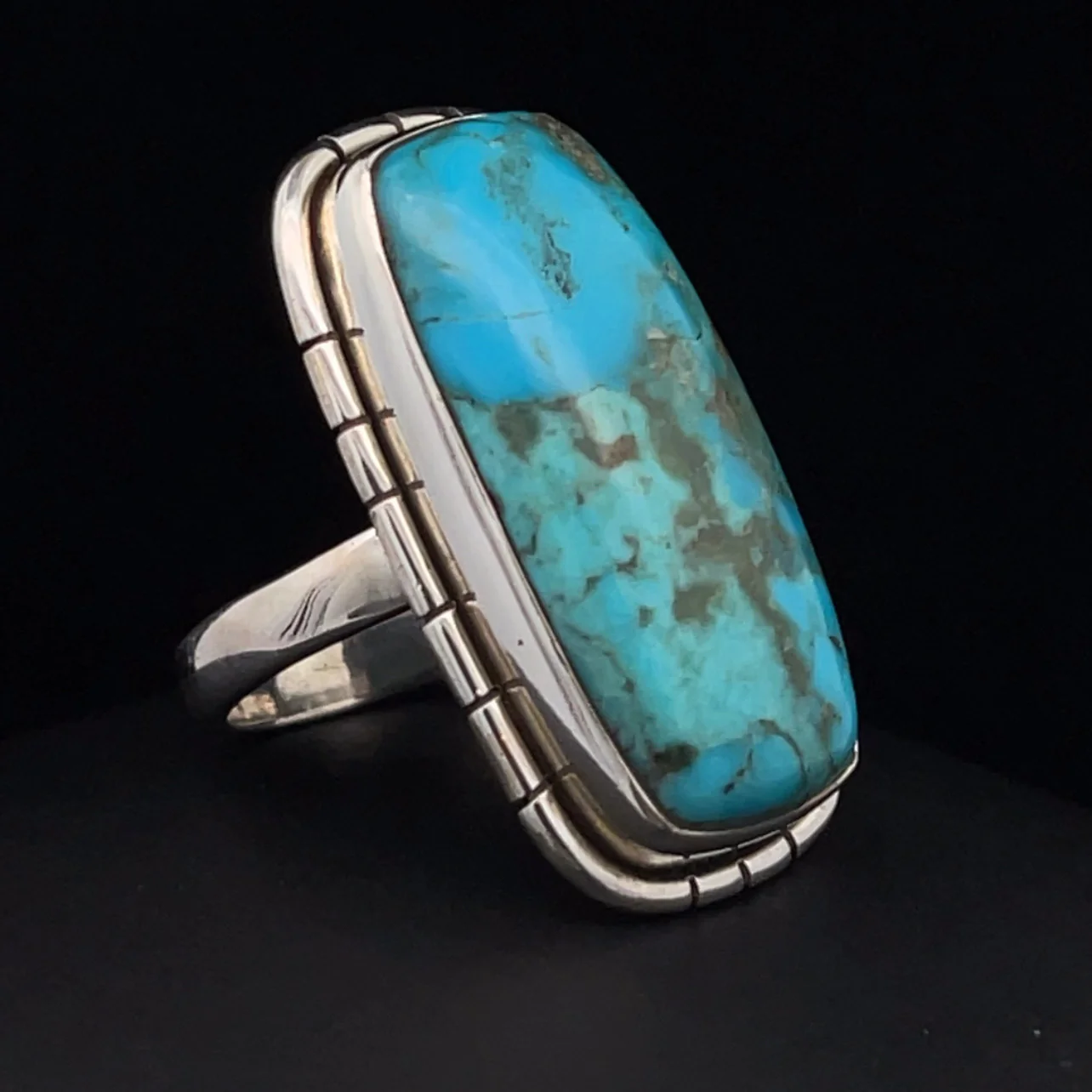 Sterling Silver Kingman Turquoise Ring Size 6 - Image 2
