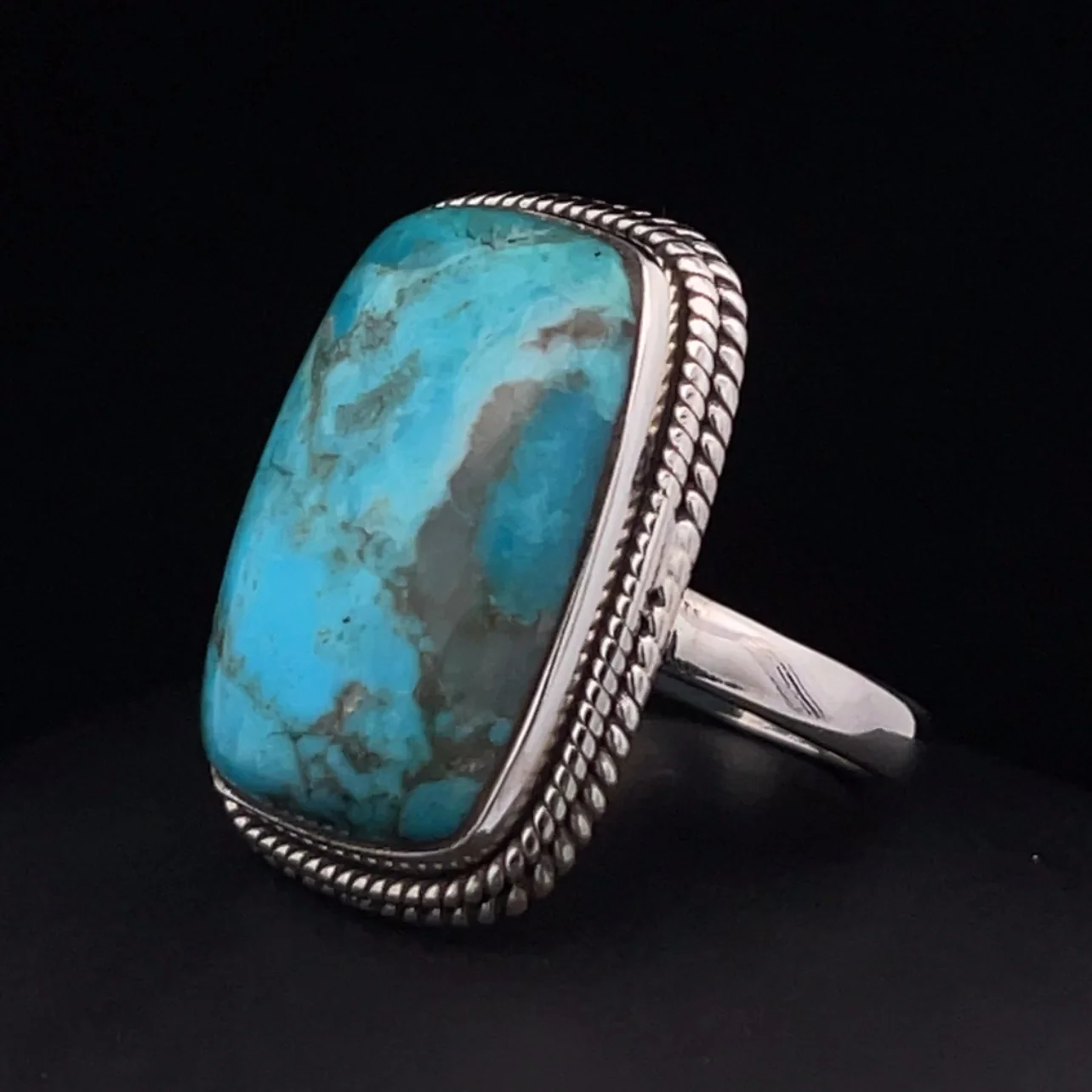 Sterling Silver Kingman Turquoise Ring Size 9 - Image 3