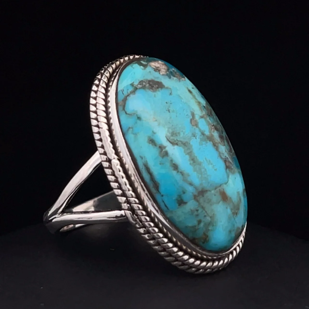 Sterling Silver Kingman Turquoise Ring Size 9 - Image 2
