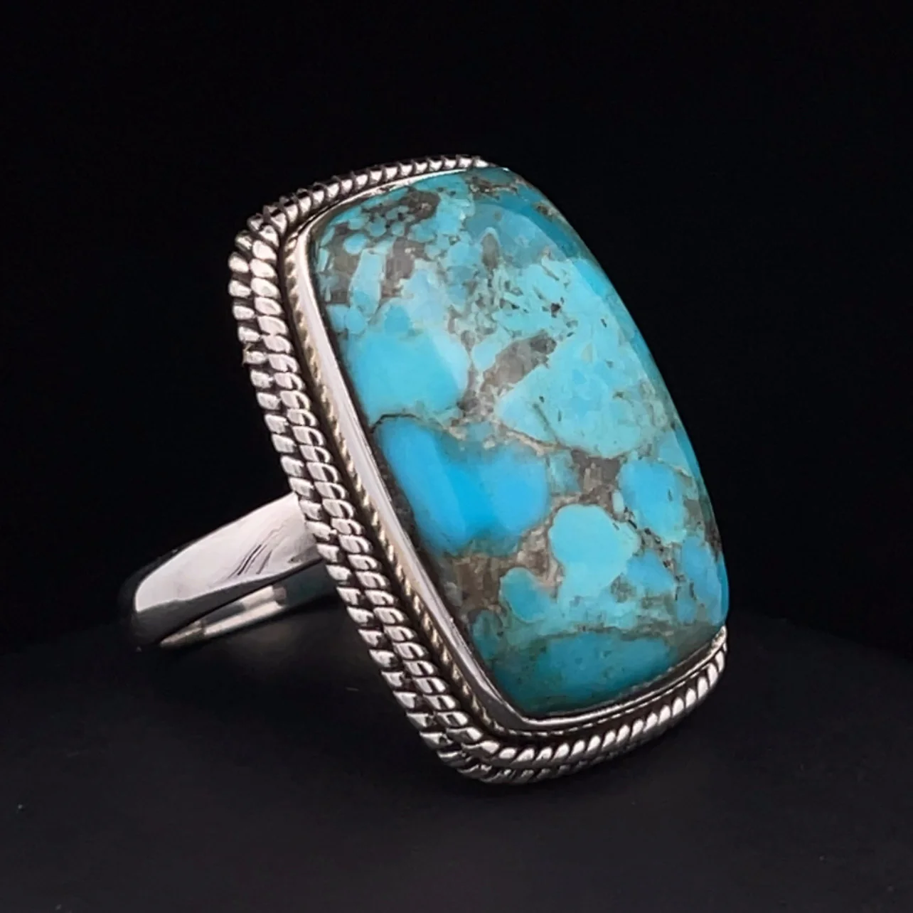 Sterling Silver Kingman Turquoise Ring Size 9 - Image 2