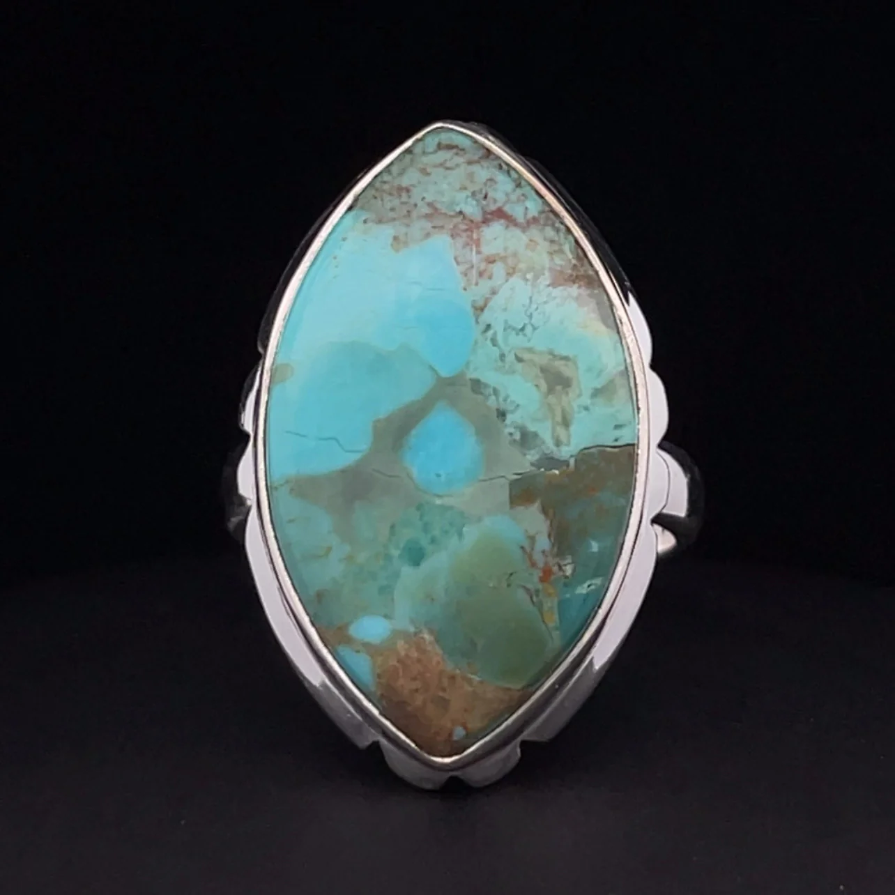 Sterling Silver Kingman Turquoise Ring Size 9.5 - Image 2