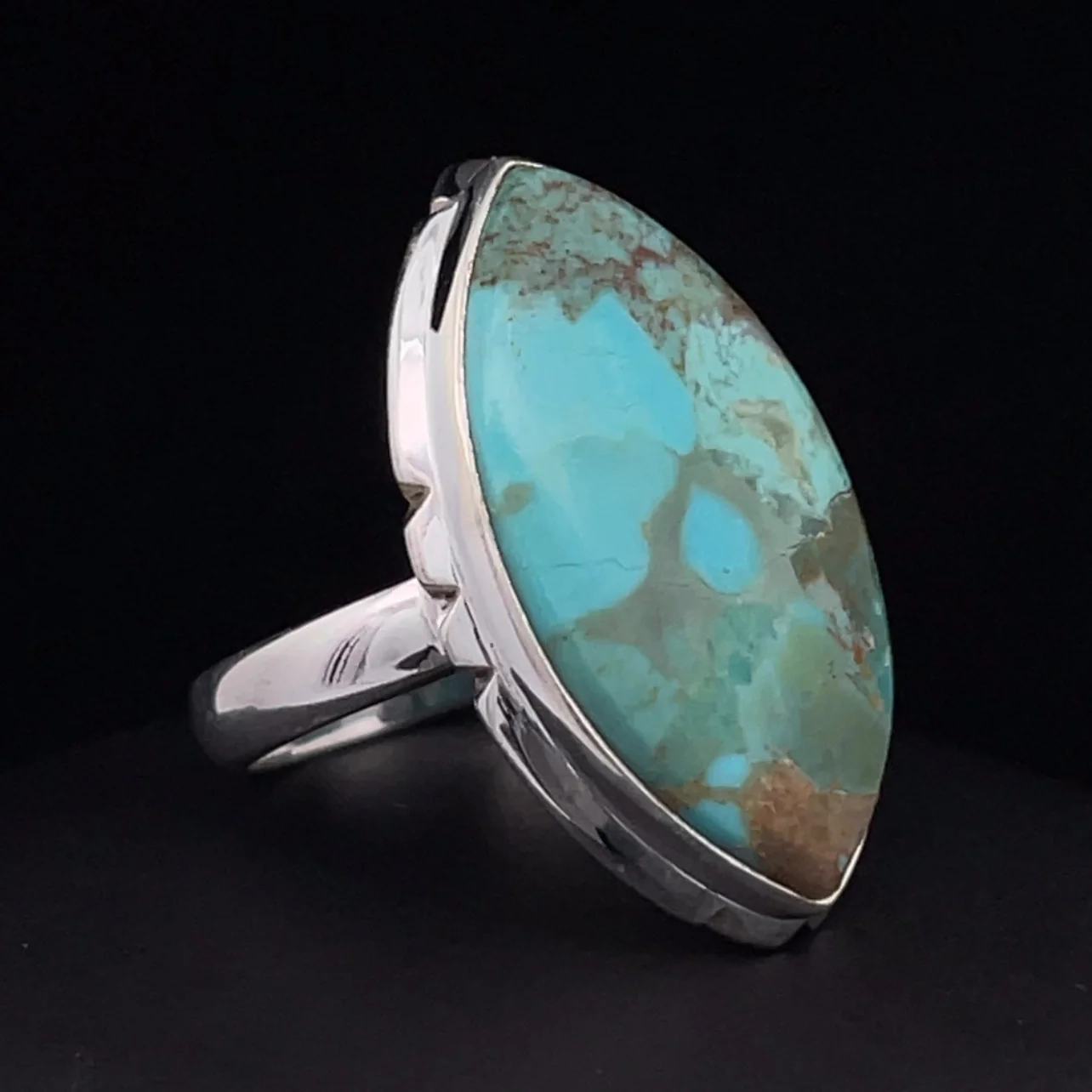 Sterling Silver Kingman Turquoise Ring Size 9.5 - Image 3
