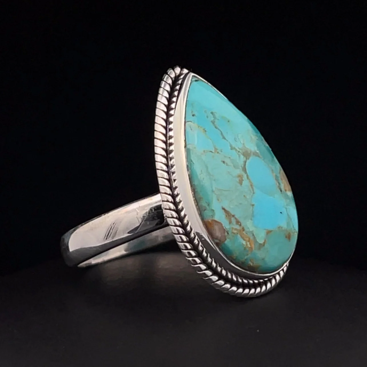 Sterling Silver Kingman Turquoise Ring Size 10 - Image 2