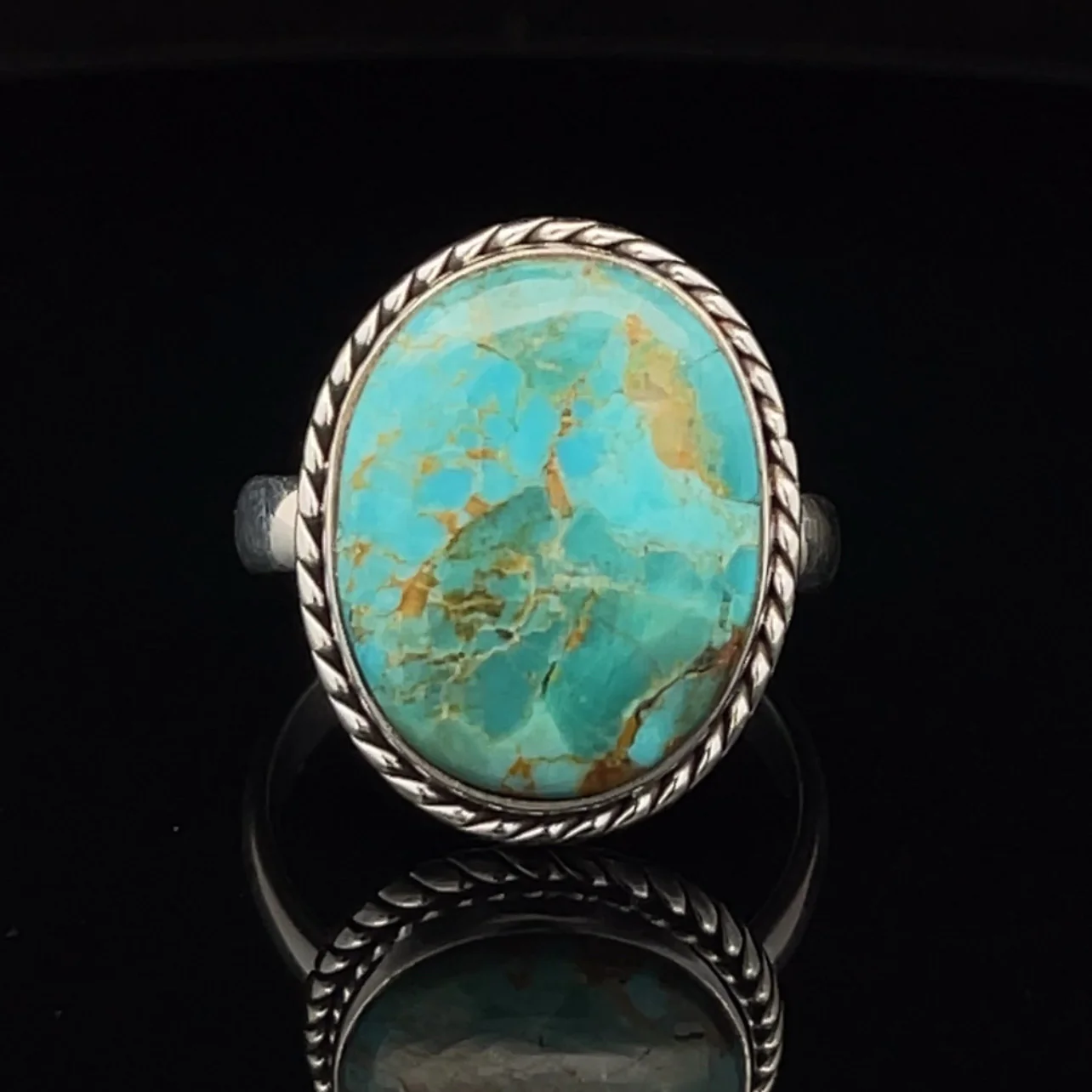 Sterling Silver Kingman Turquoise Ring Size 10