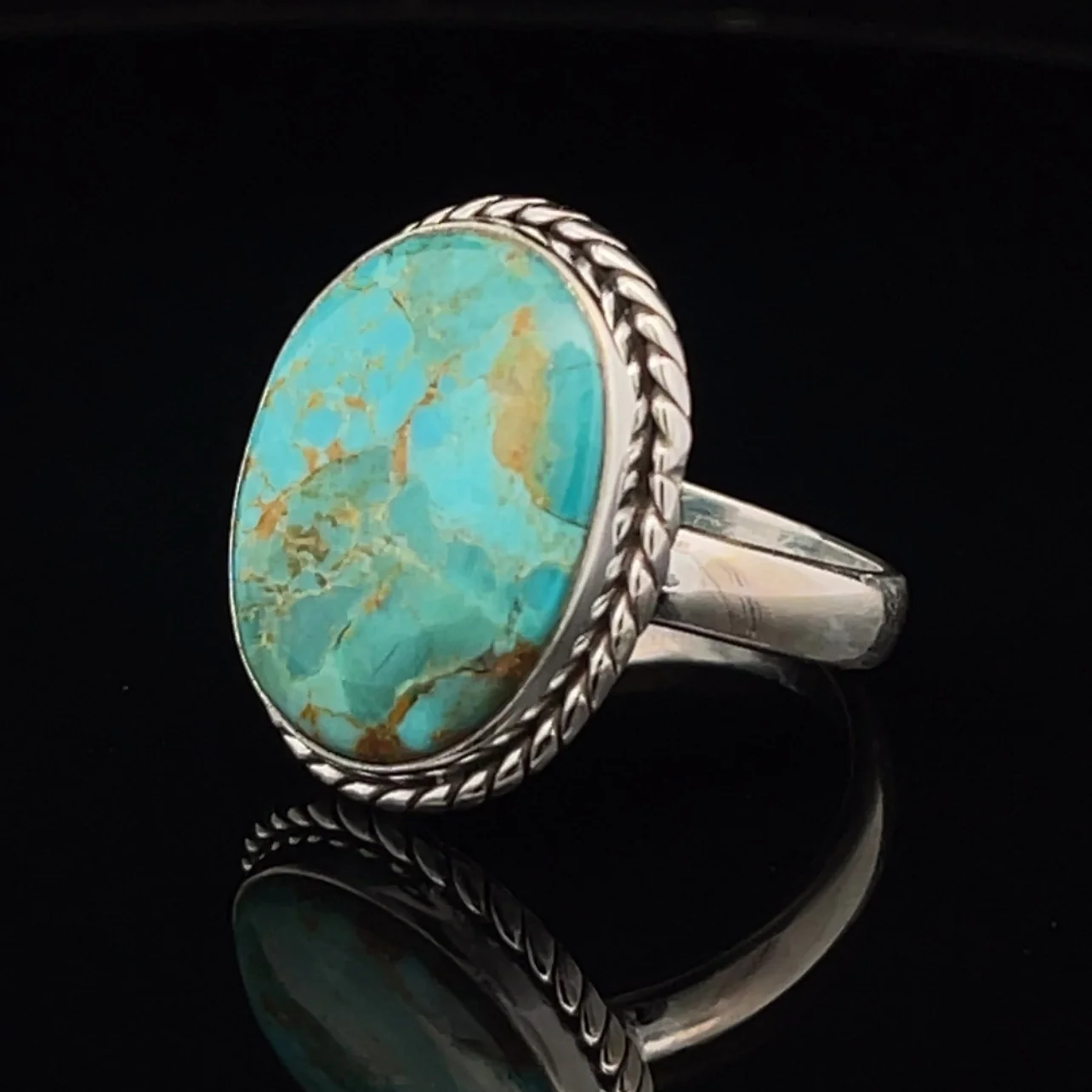 Sterling Silver Kingman Turquoise Ring Size 10 - Image 3