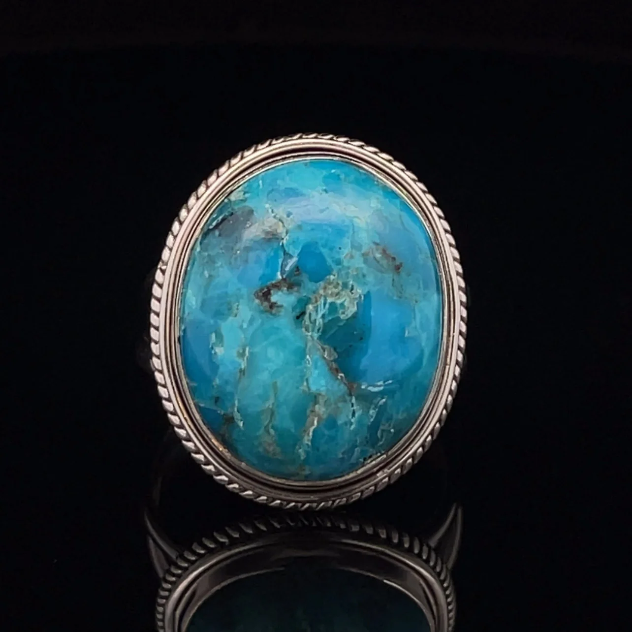 Sterling Silver Kingman Turquoise Ring Size 10