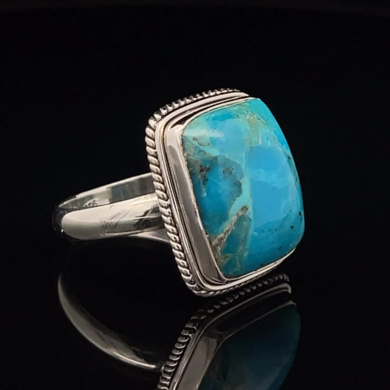 Sterling Silver Kingman Turquoise Ring Size 10 - Image 2