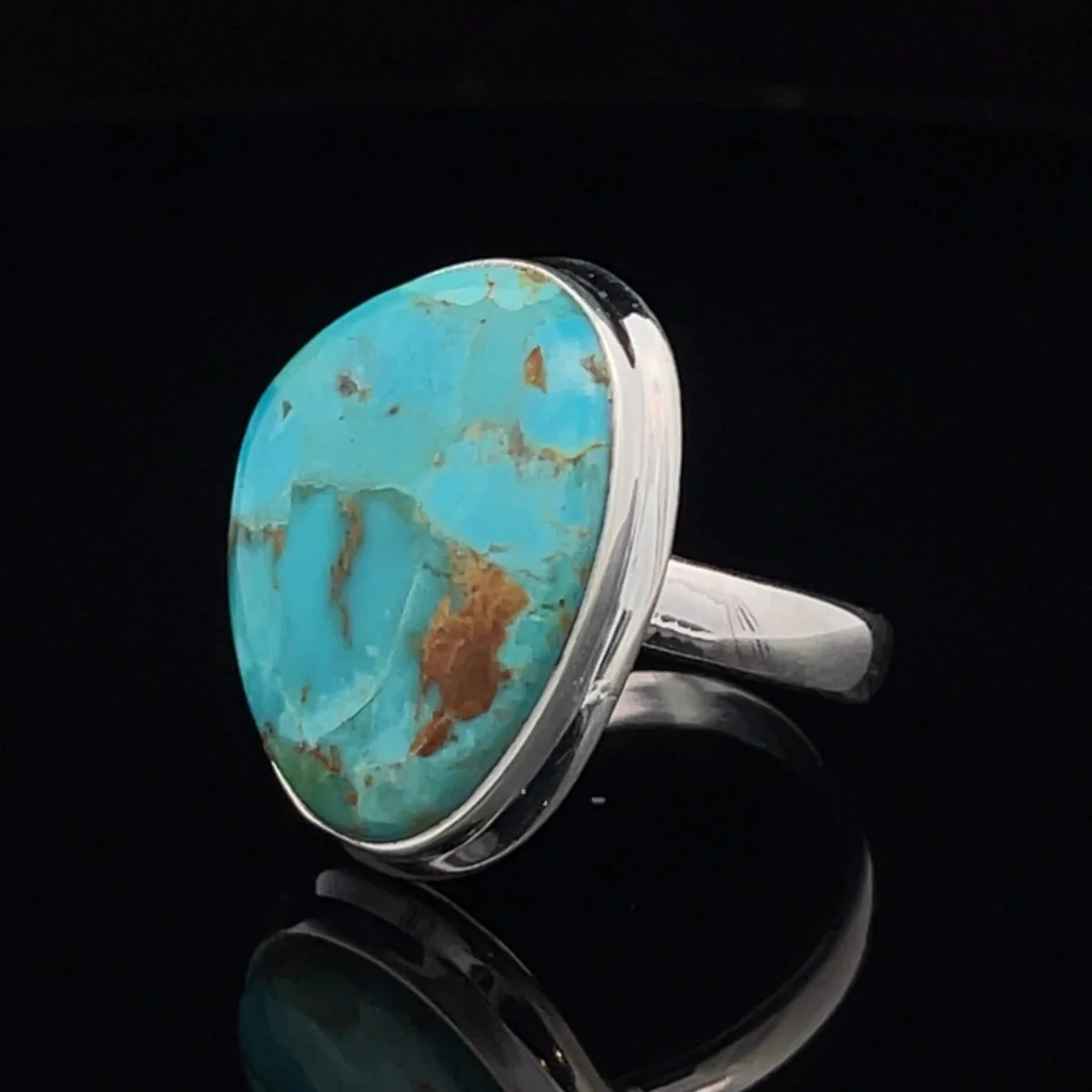 Sterling Silver Kingman Turquoise Ring Size 10 - Image 3