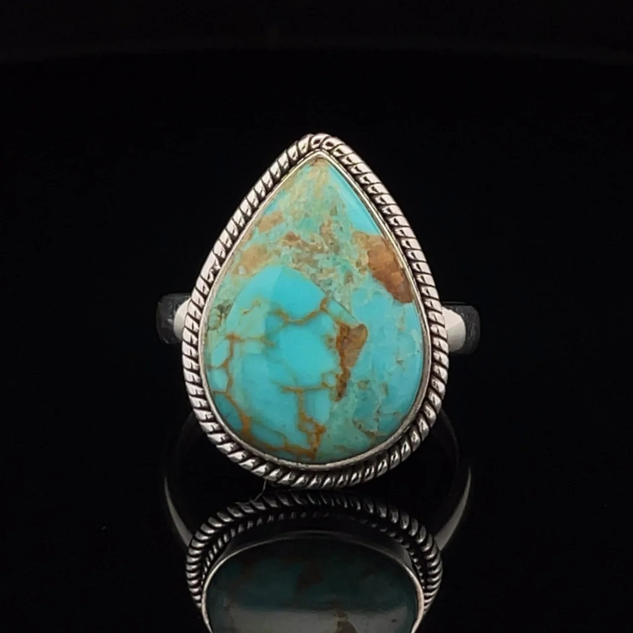 Sterling Silver Kingman Turquoise Ring Size 10