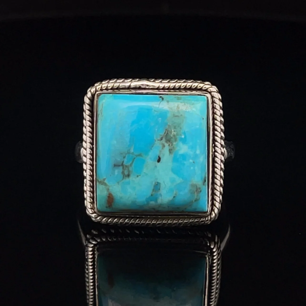 Sterling Silver Kingman Turquoise Ring Size 10