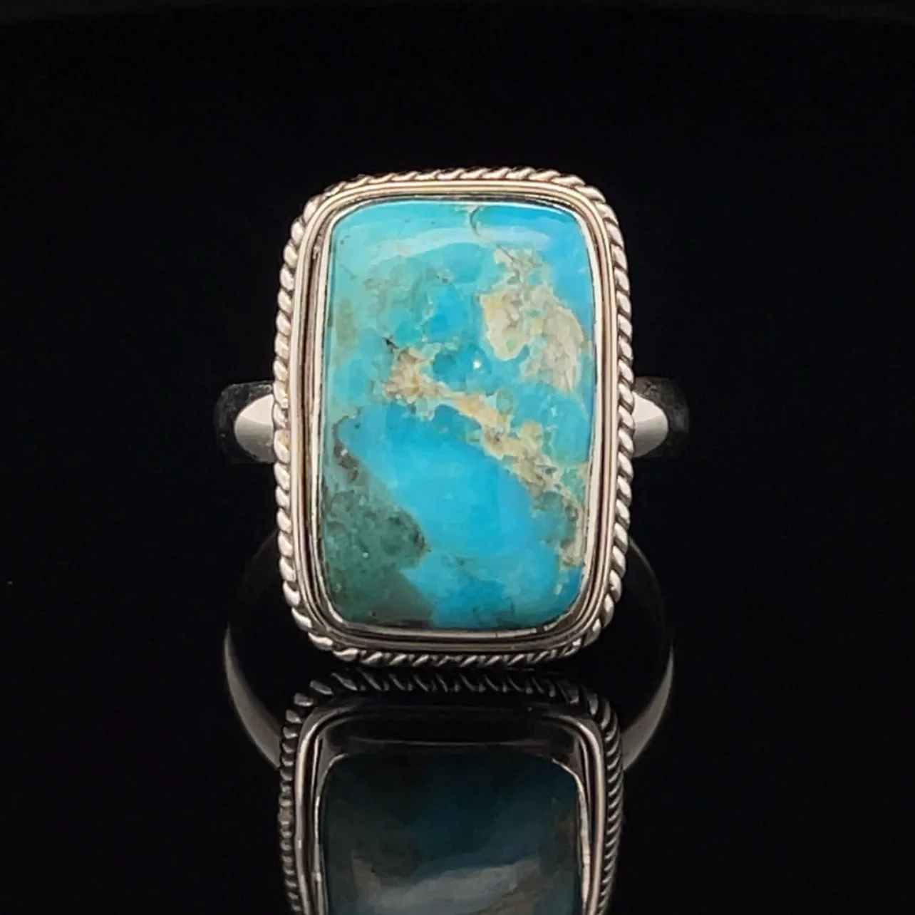 Sterling Silver Kingman Turquoise Ring Size 10