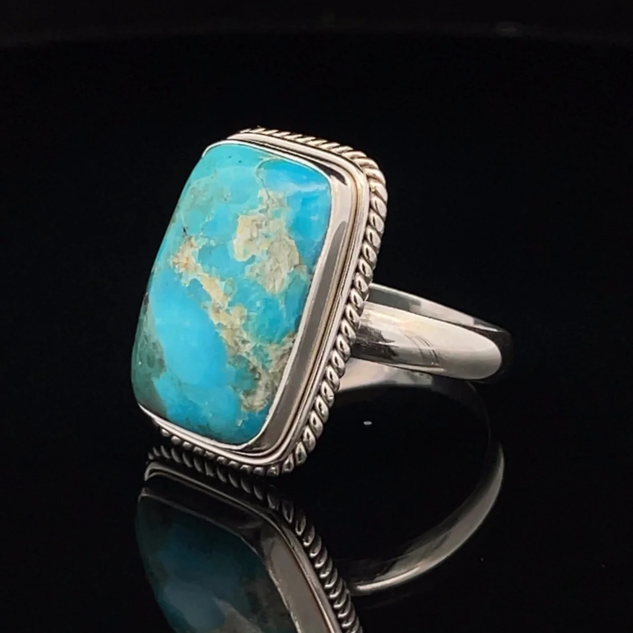 Sterling Silver Kingman Turquoise Ring Size 10 - Image 3