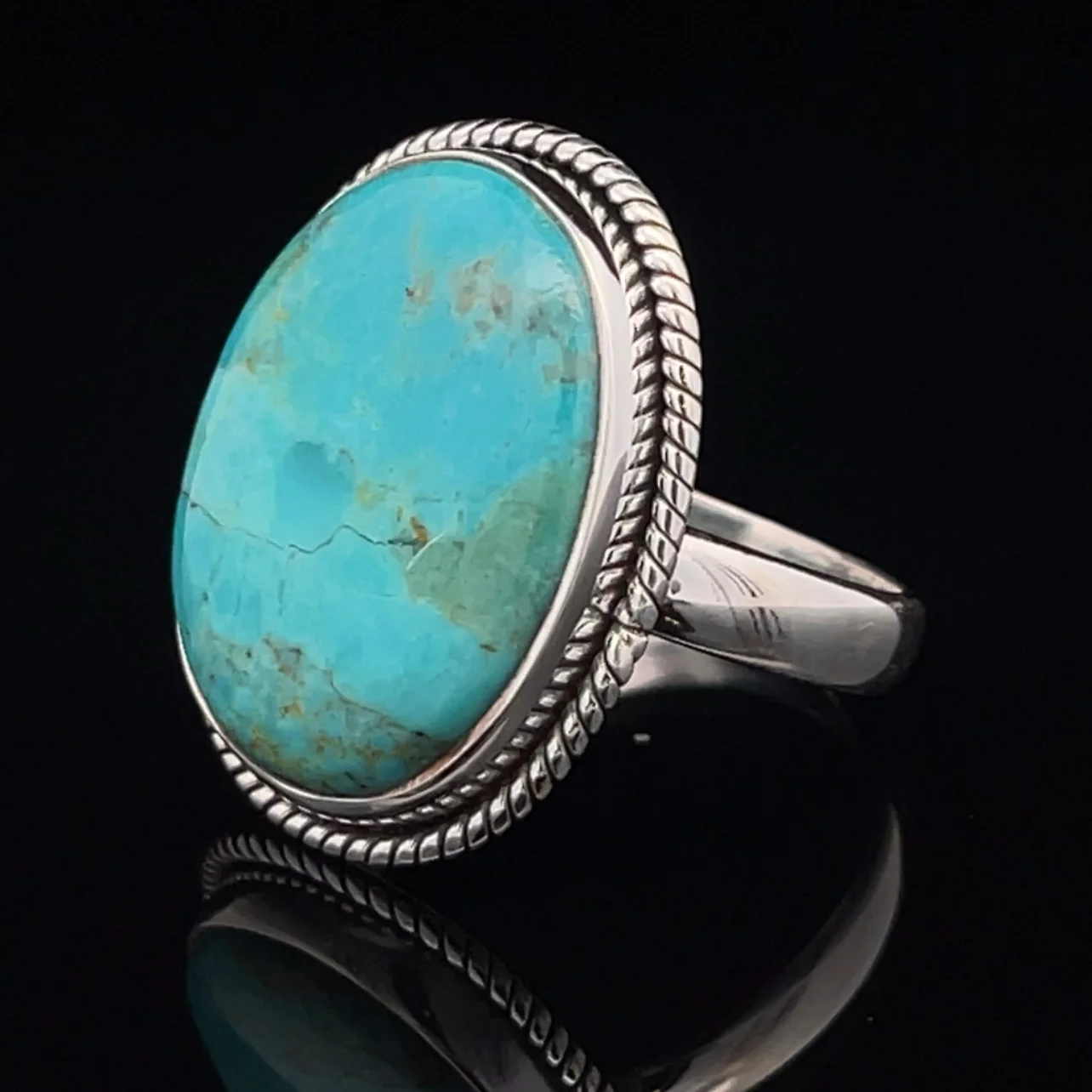 Sterling Silver Kingman Turquoise Ring Size 10 - Image 3