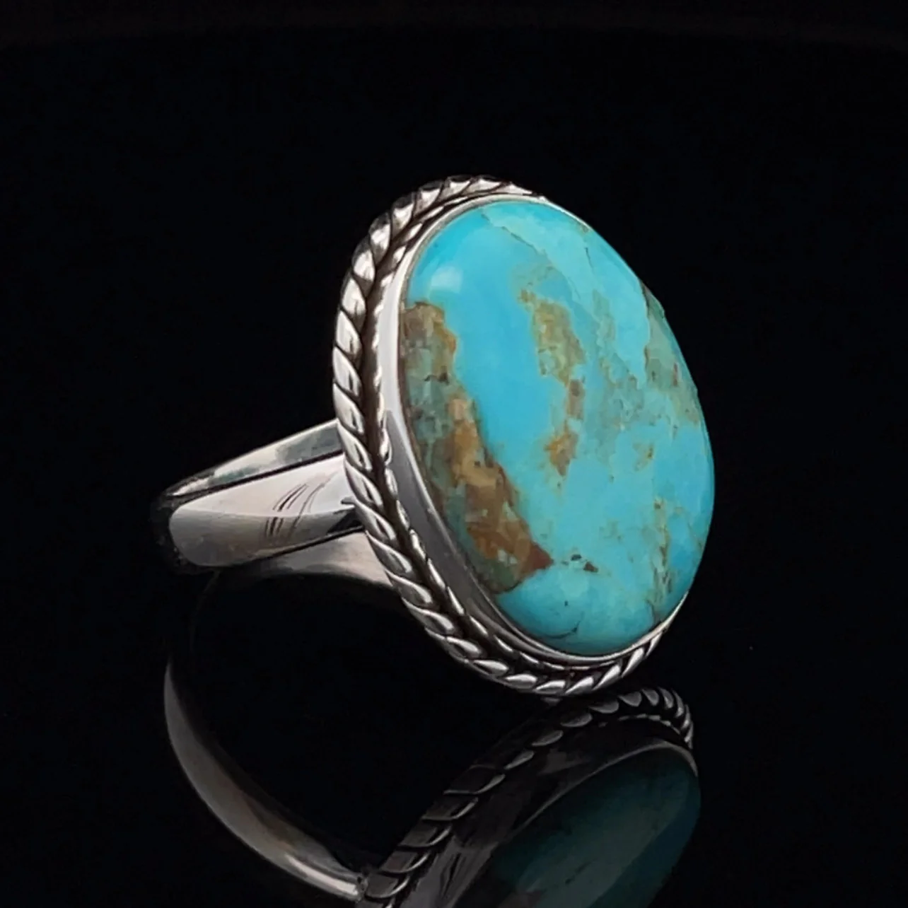 Sterling Silver Kingman Turquoise Ring Size 10 - Image 2