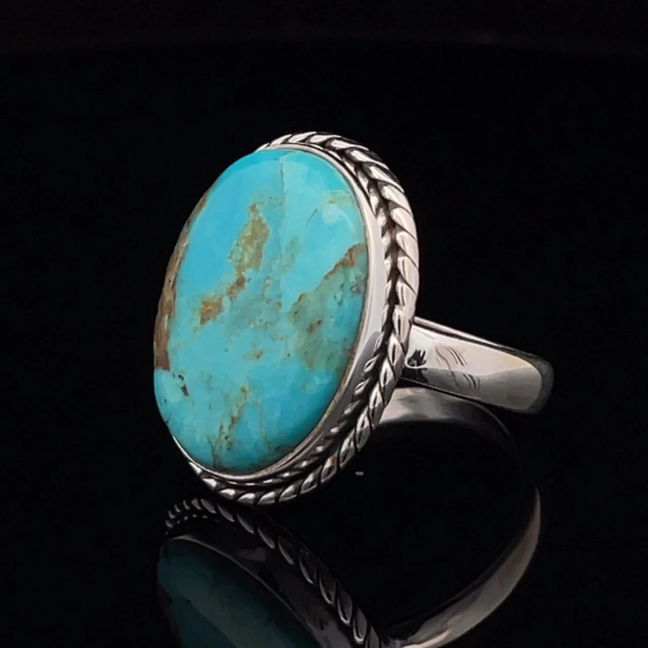 Sterling Silver Kingman Turquoise Ring Size 10 - Image 3