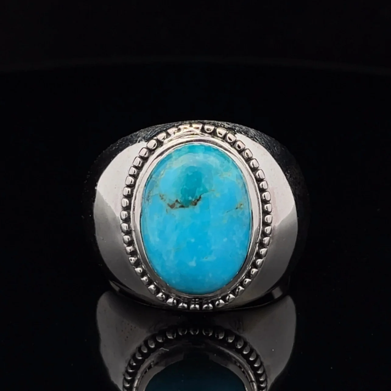 Sterling Silver Kingman Turquoise Ring Size 13