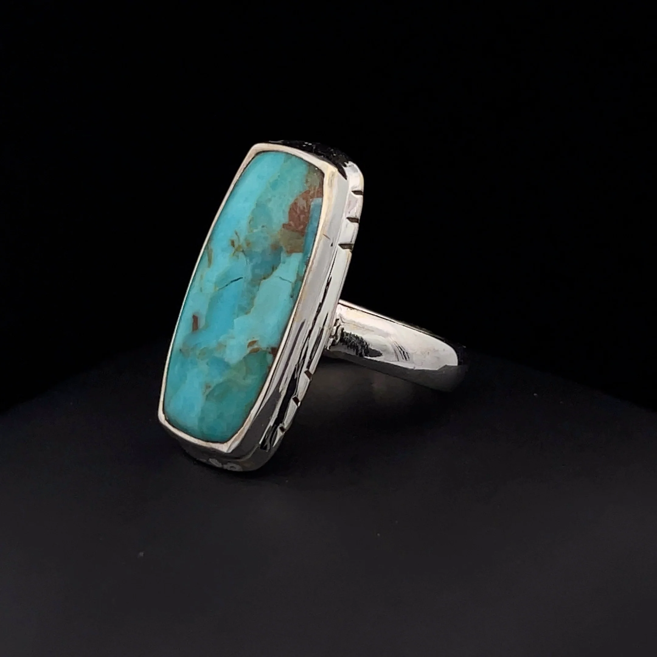 Sterling Silver Kingman Turquoise Ring Size 7 - Image 3