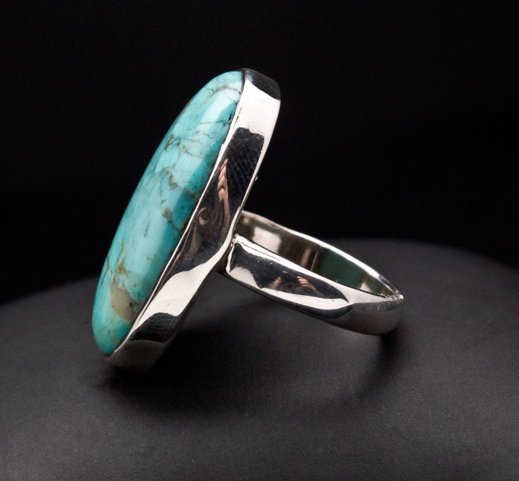Sterling Silver Kingman Turquoise Ring Size 7 - Image 3