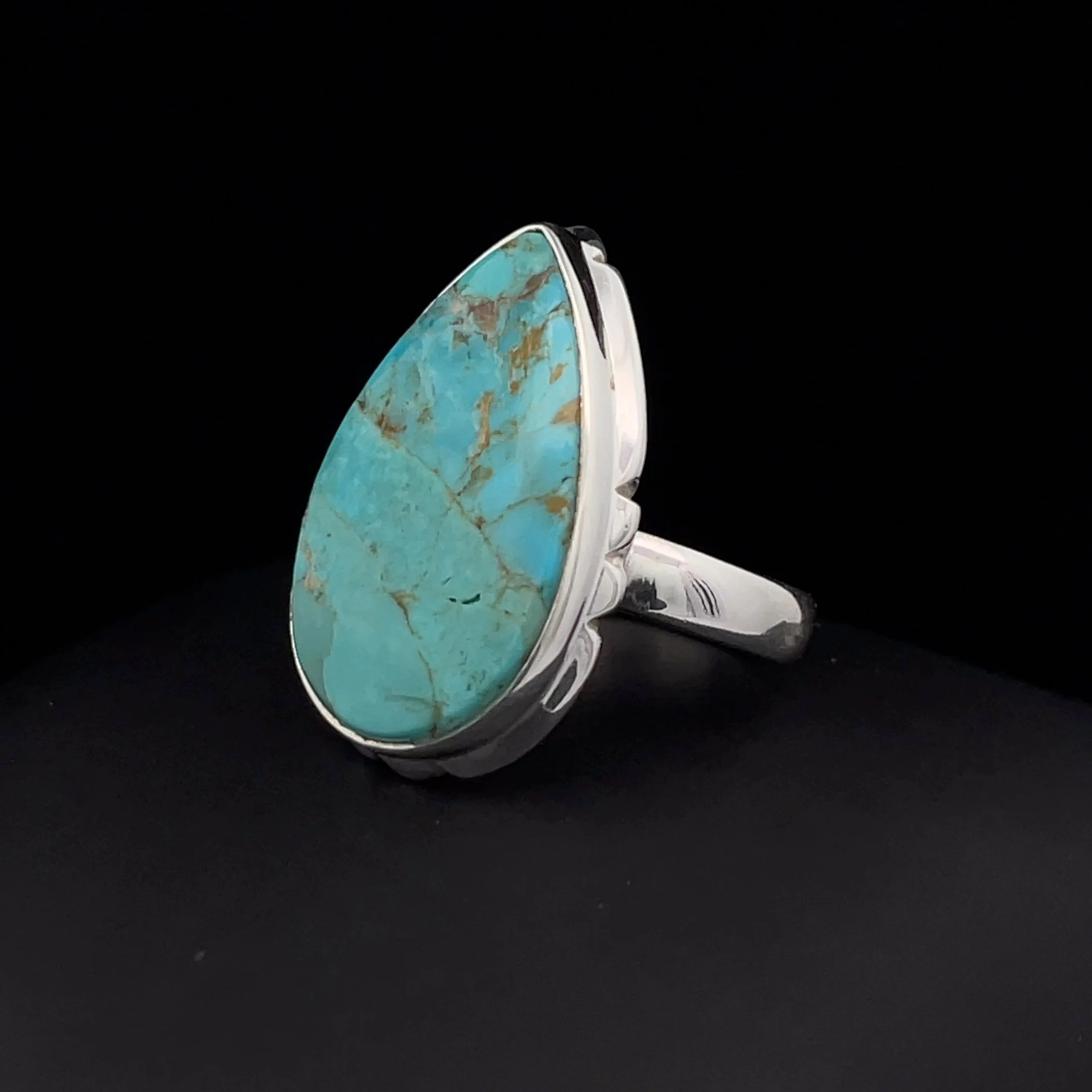Sterling Silver Kingman Turquoise Ring Size 7 - Image 3