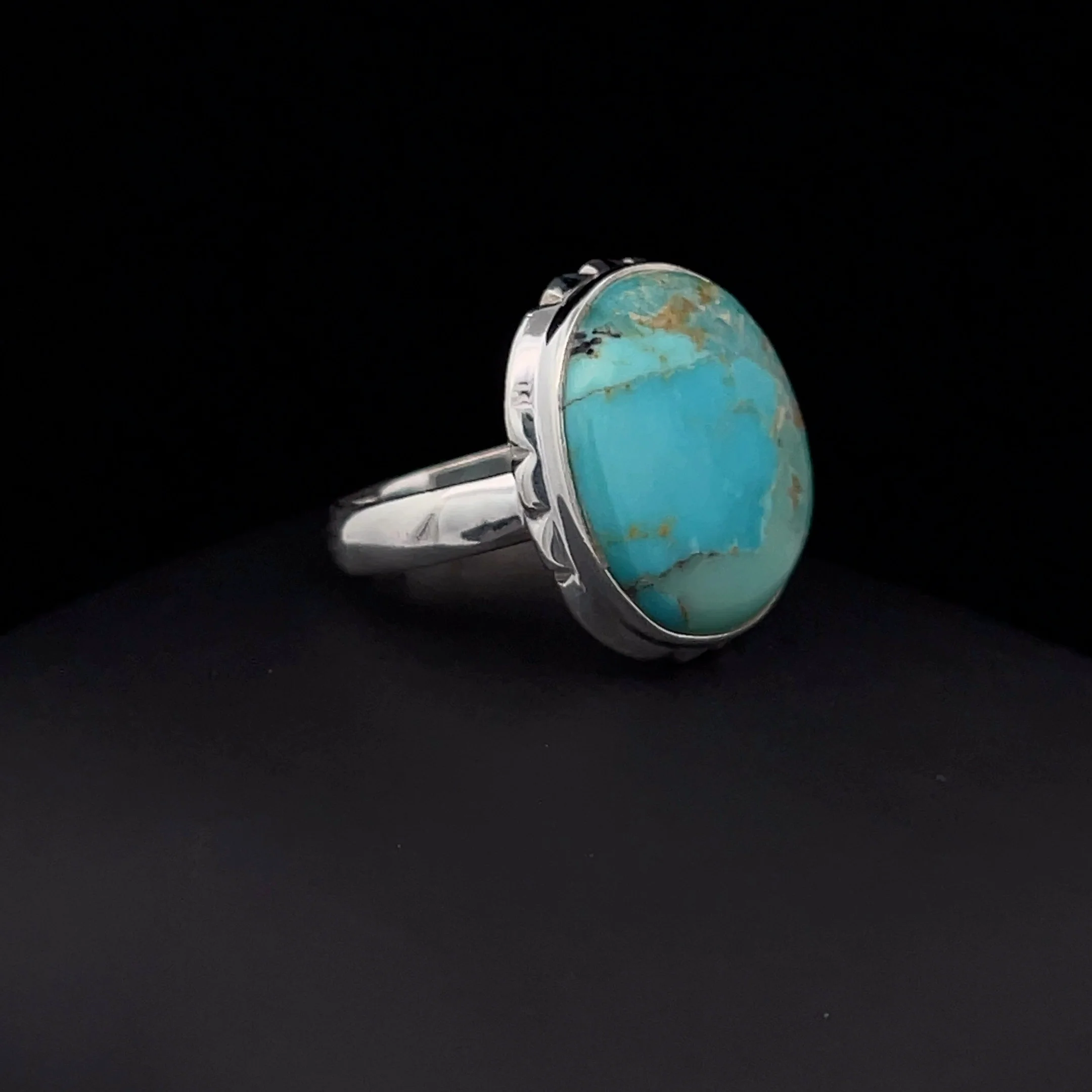 Sterling Silver Kingman Turquoise Ring Size 7 - Image 2