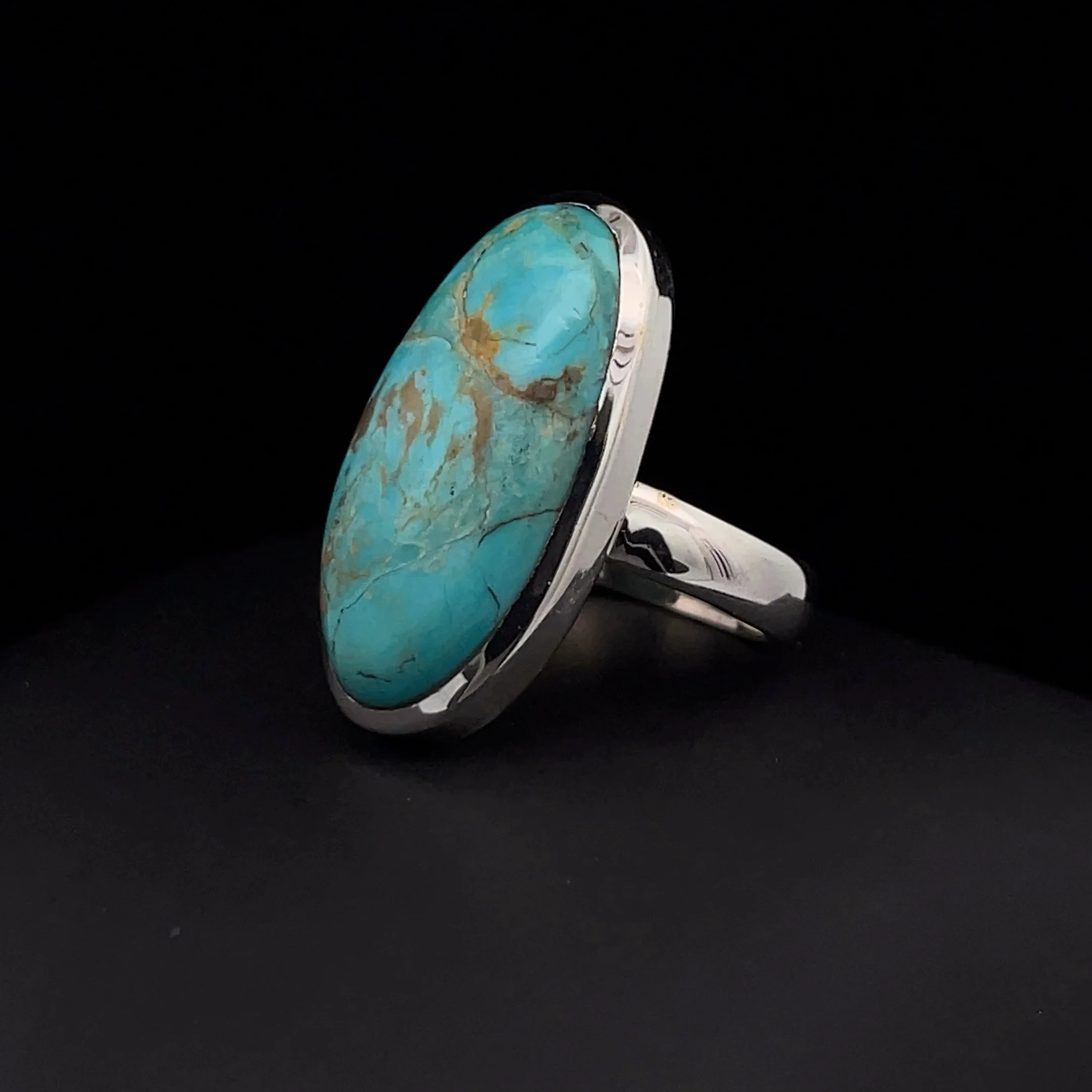 Sterling Silver Kingman Turquoise Ring Size 7 - Image 3