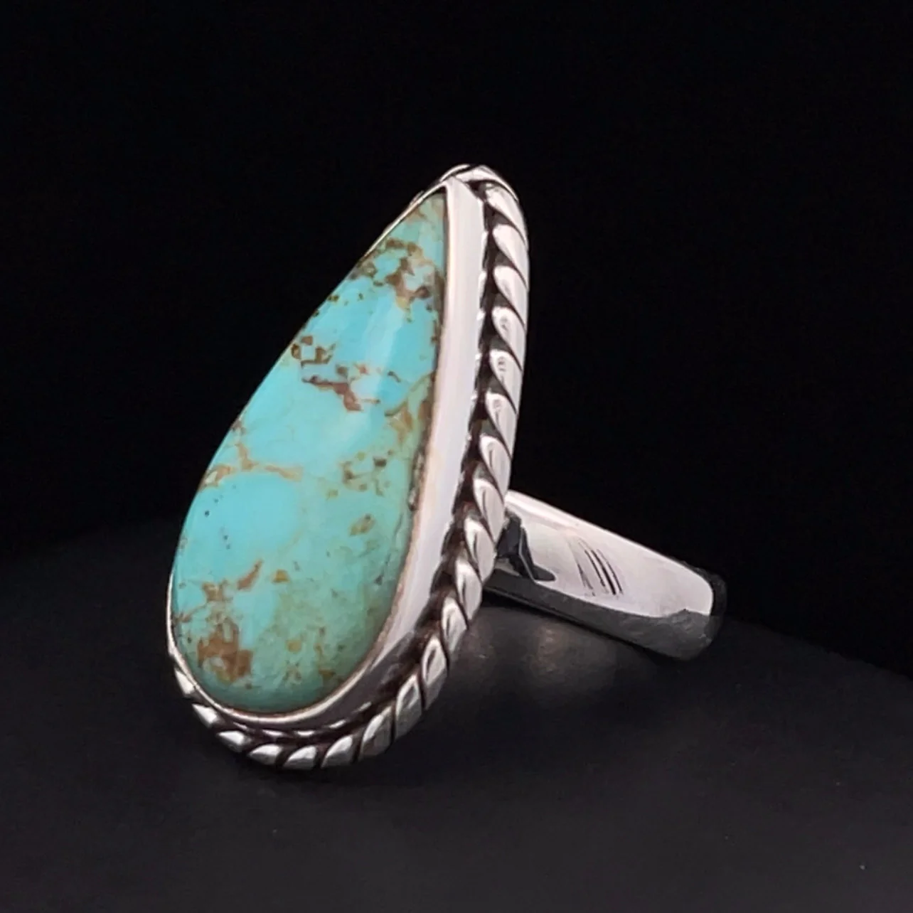 Sterling Silver Kingman Turquoise Ring Size 5.5 - Image 4