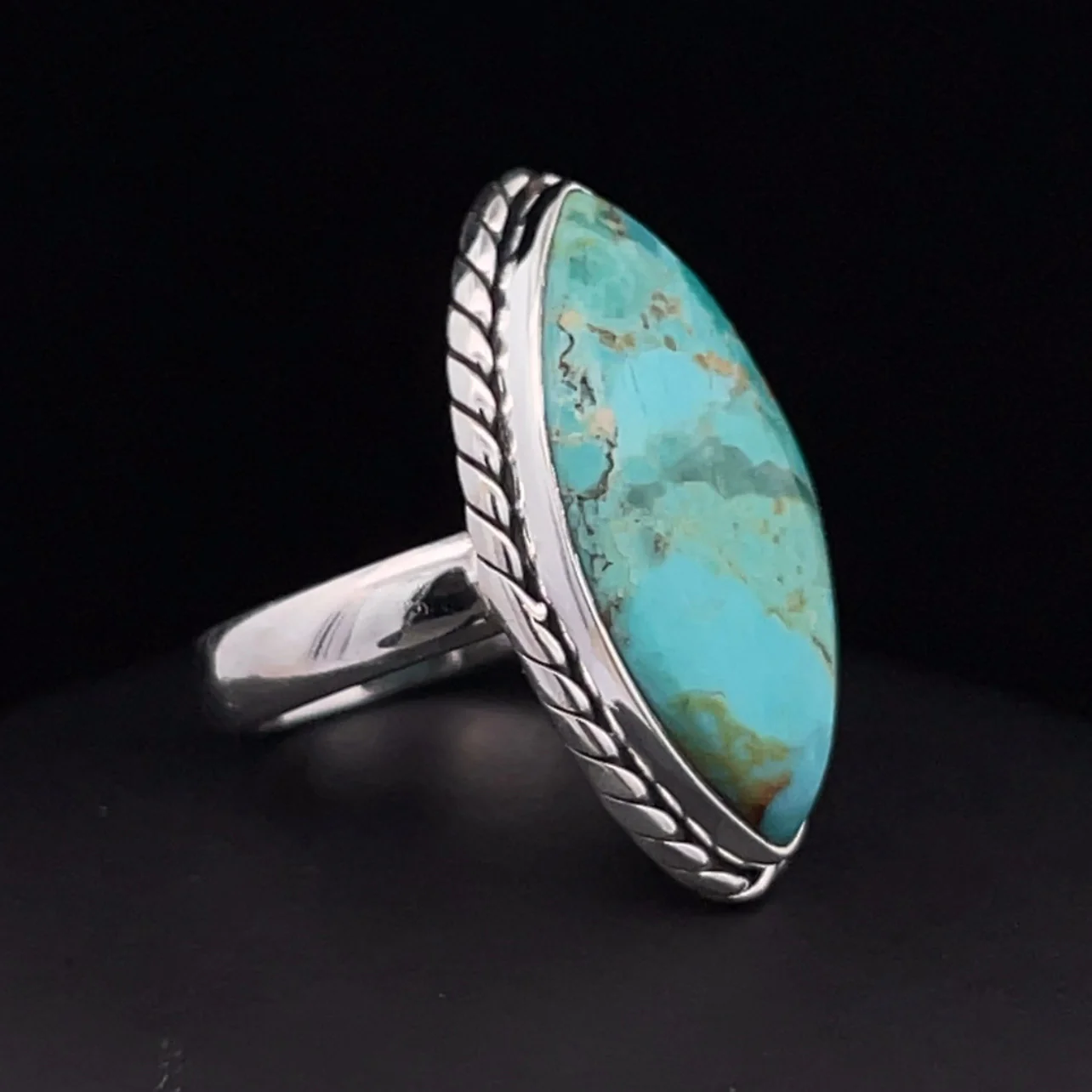 Sterling Silver Kingman Turquoise Ring Size 5.5 - Image 2