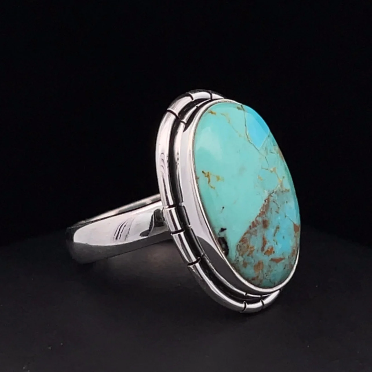 Sterling Silver Kingman Turquoise Ring Size 5.5 - Image 2