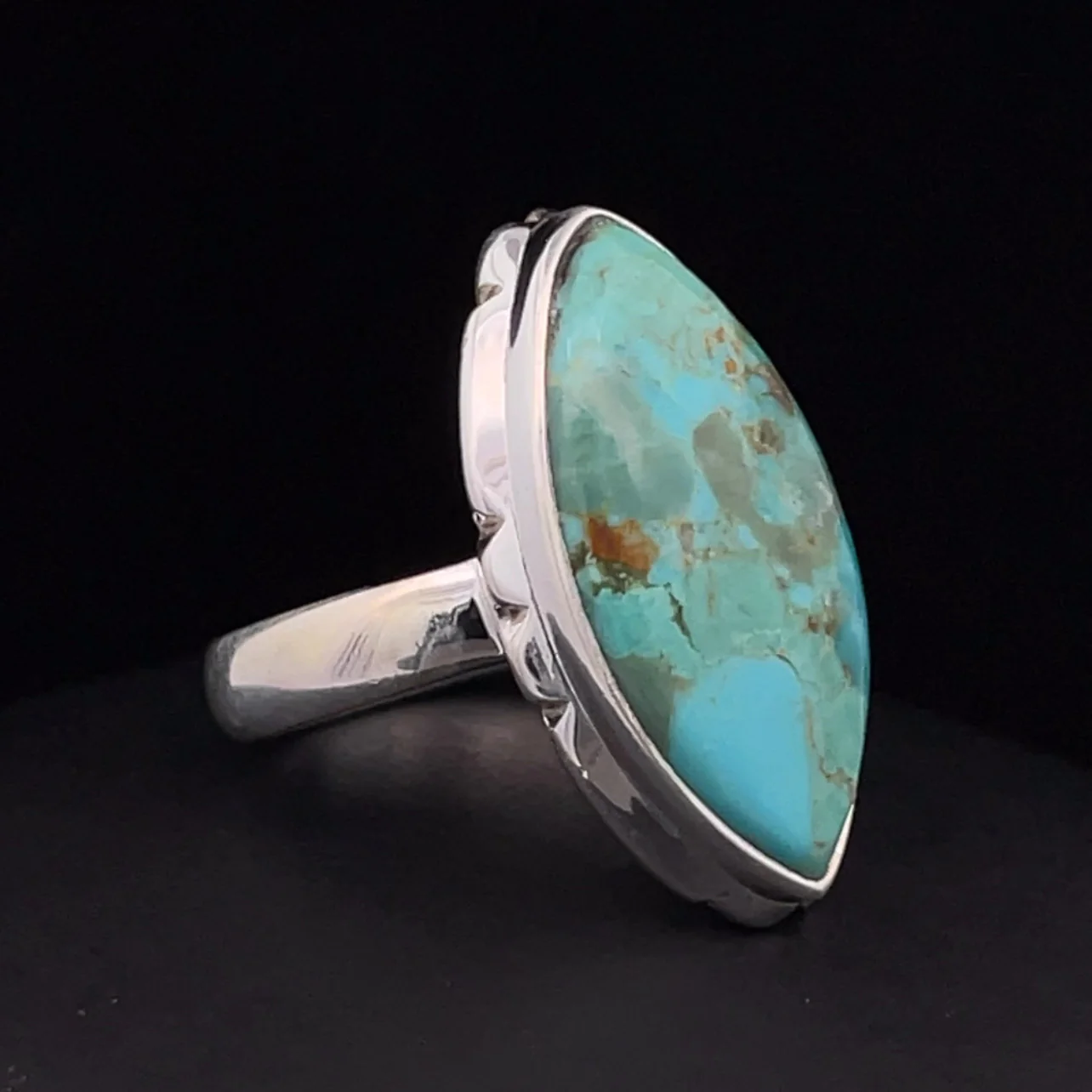 Sterling Silver Kingman Turquoise Ring Size 5.5 - Image 2