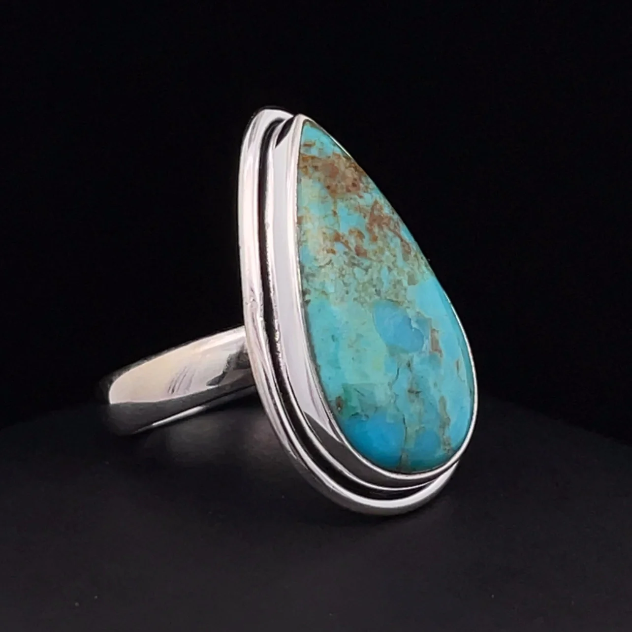 Sterling Silver Kingman Turquoise Ring Size 5.5 - Image 2