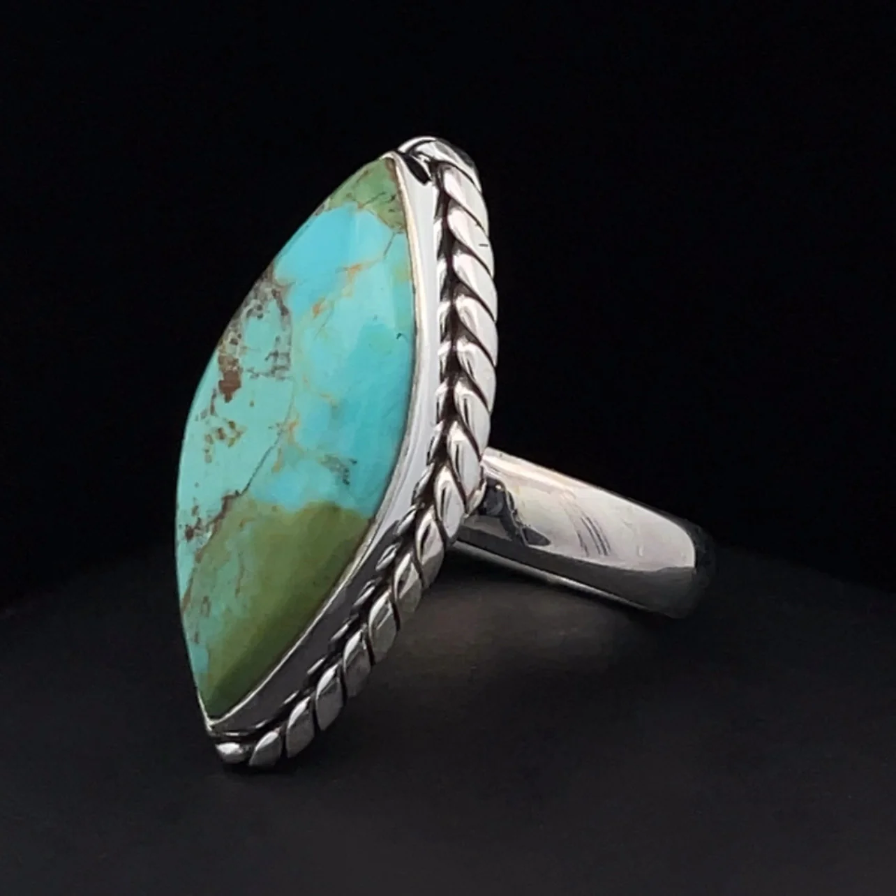 Sterling Silver Kingman Turquoise Ring Size 5.5 - Image 3