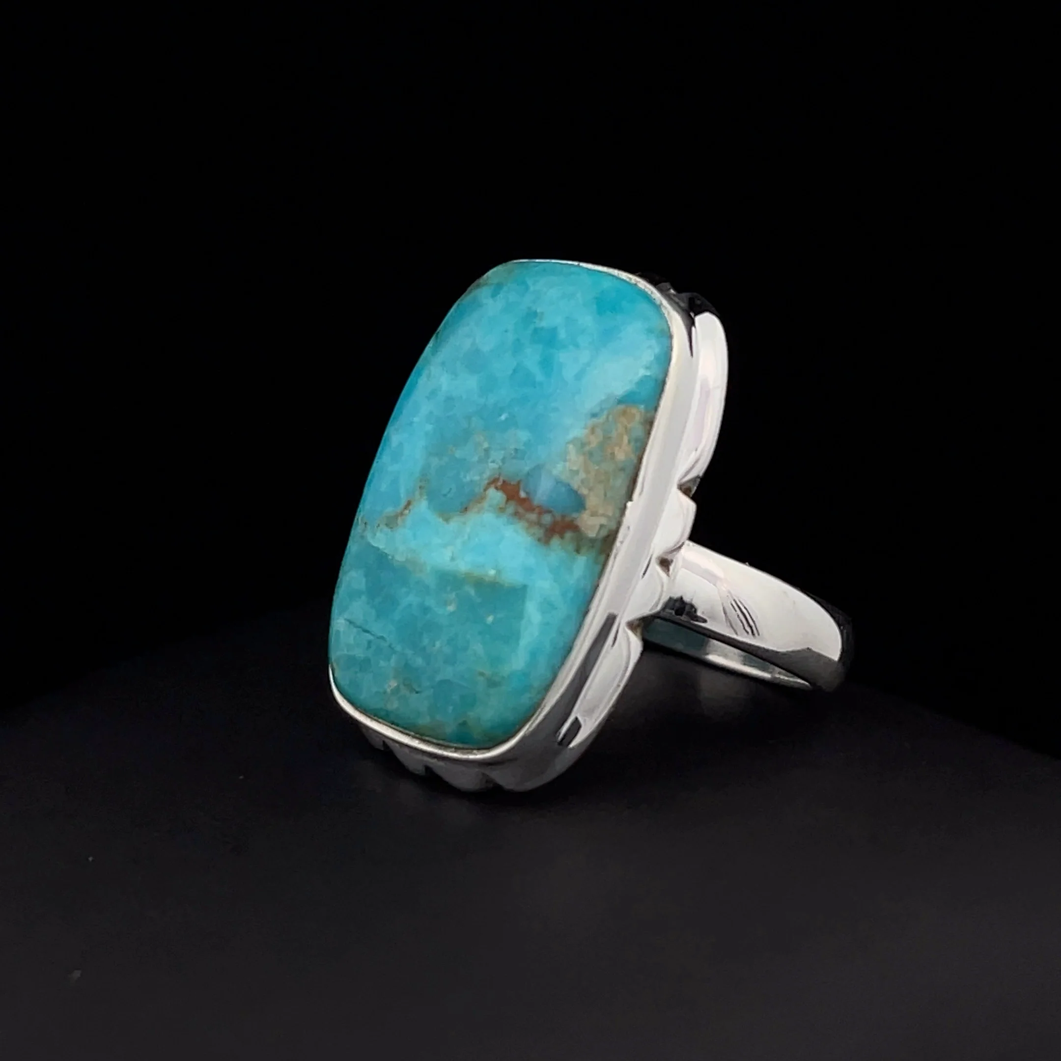 Sterling Silver Kingman Turquoise Ring Size 7 - Image 3