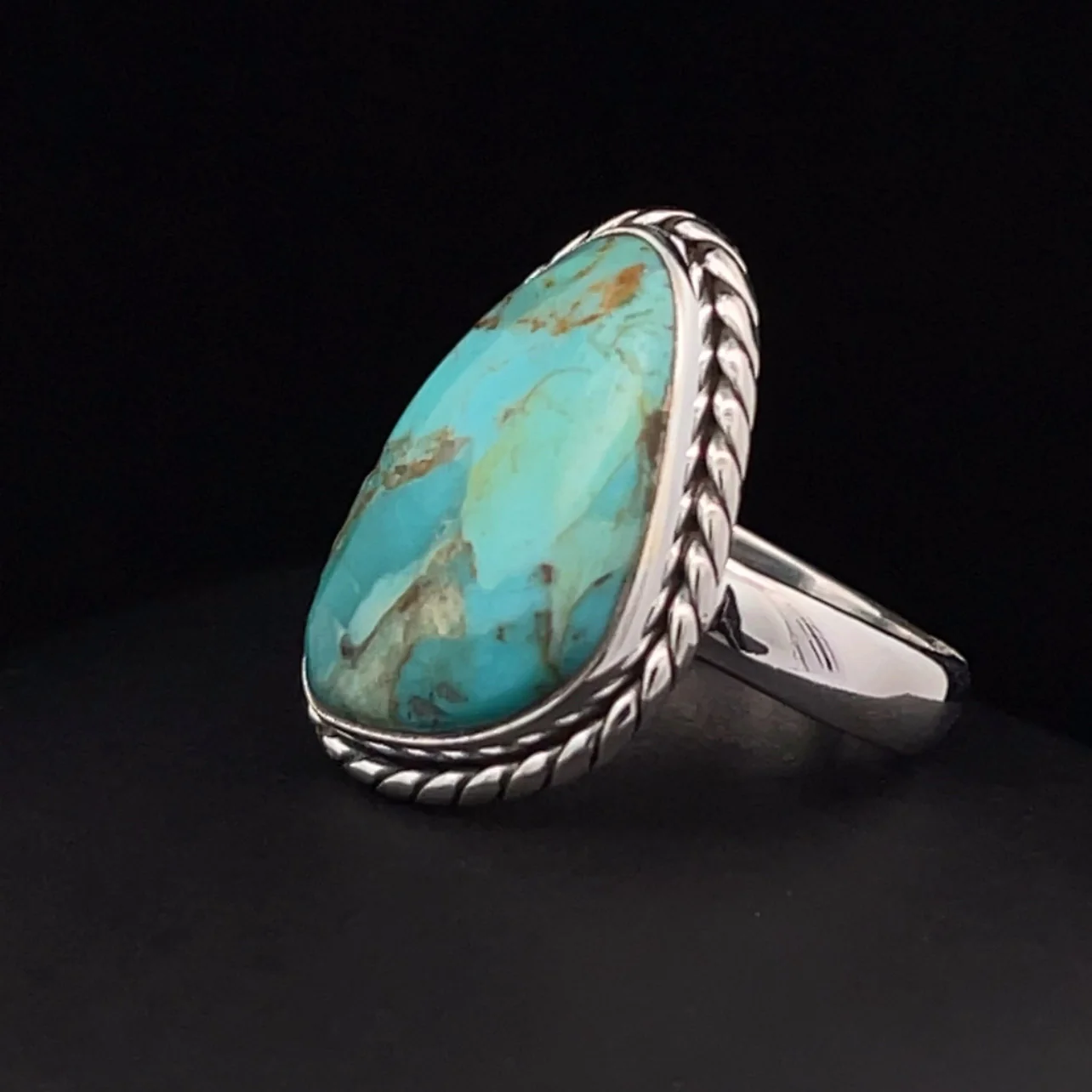 Sterling Silver Kingman Turquoise Ring Size 6.5 - Image 3